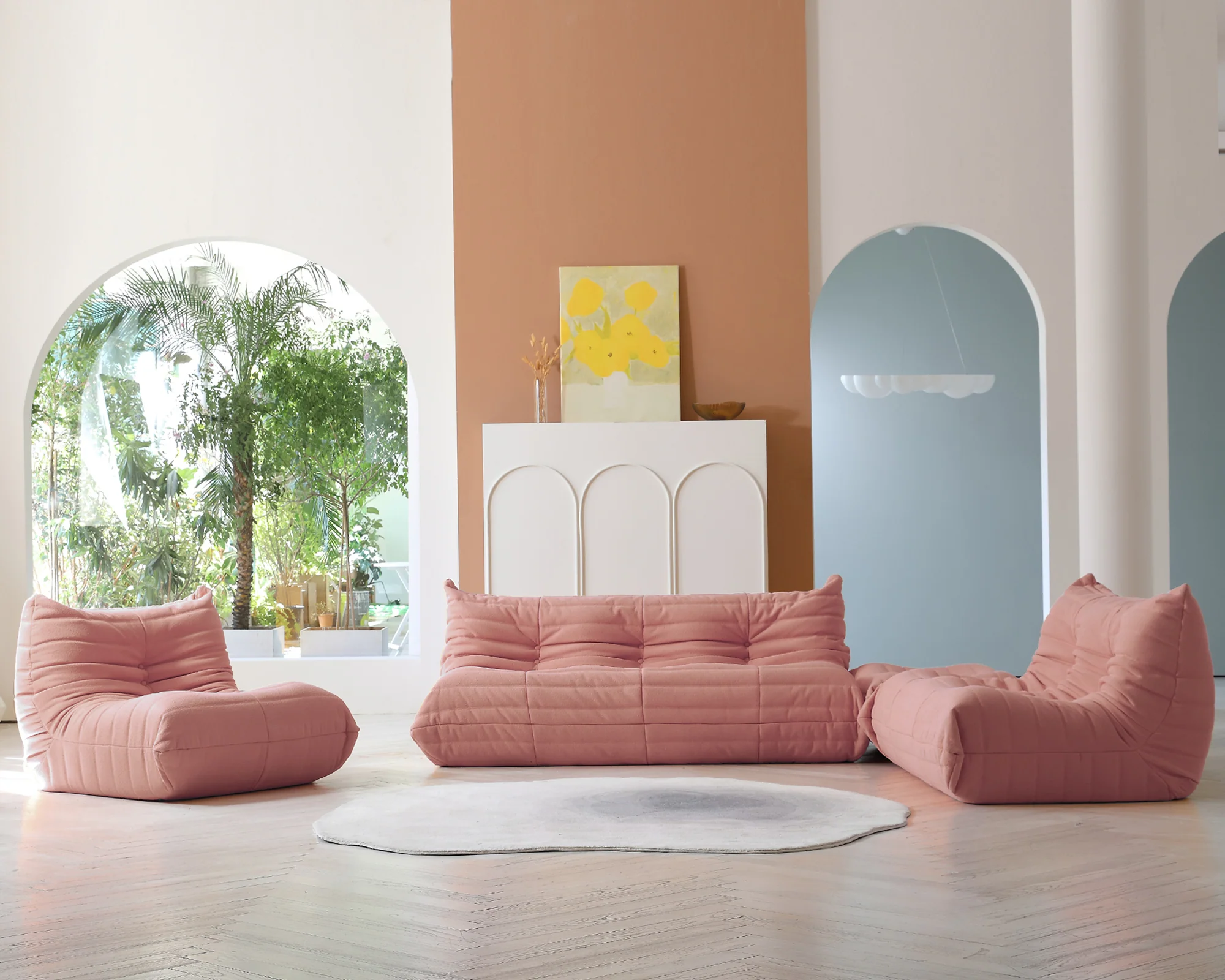 Muku Bouclé Chair - Pink - Single Seater - Image 8