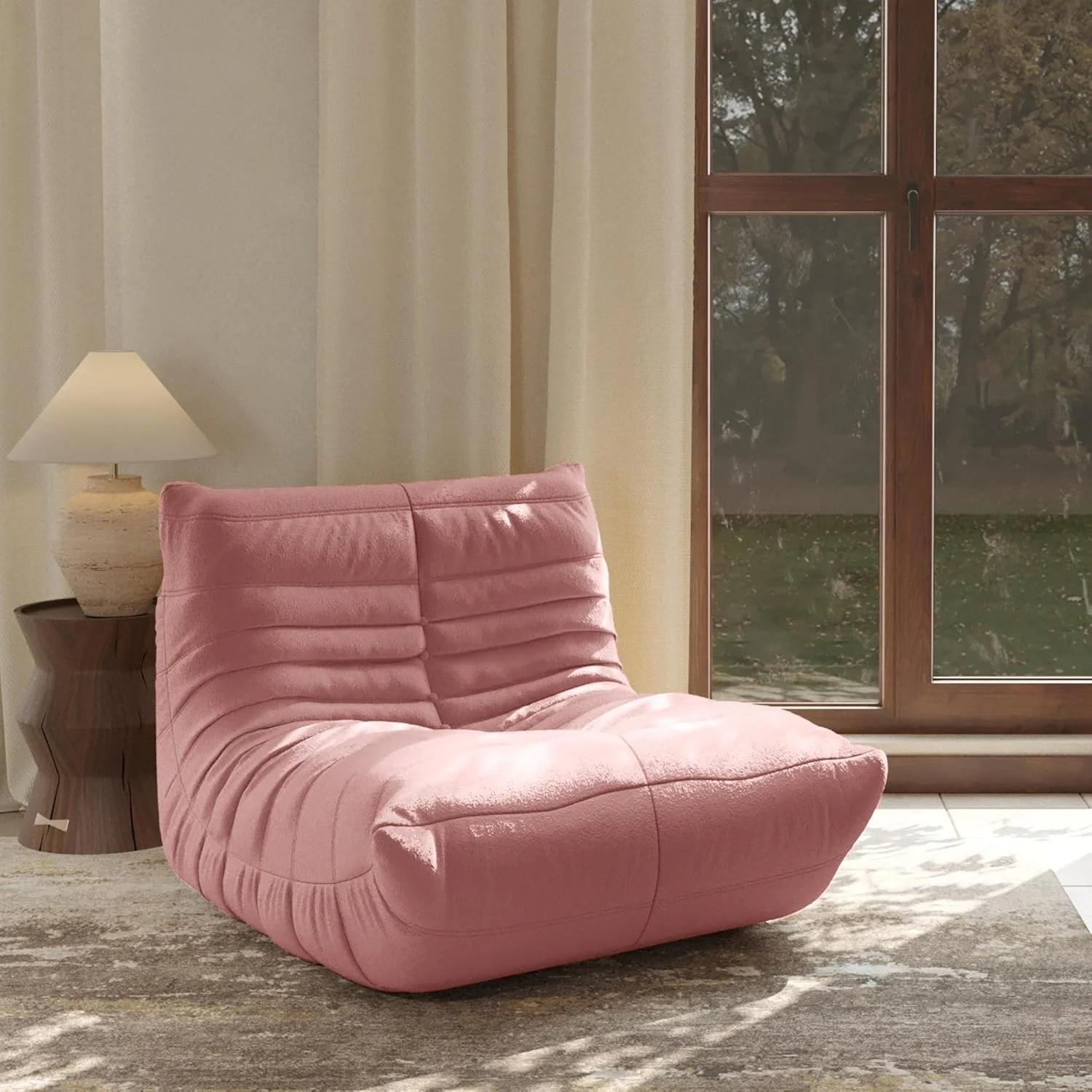 Muku Bouclé Chair - Pink - Single Seater