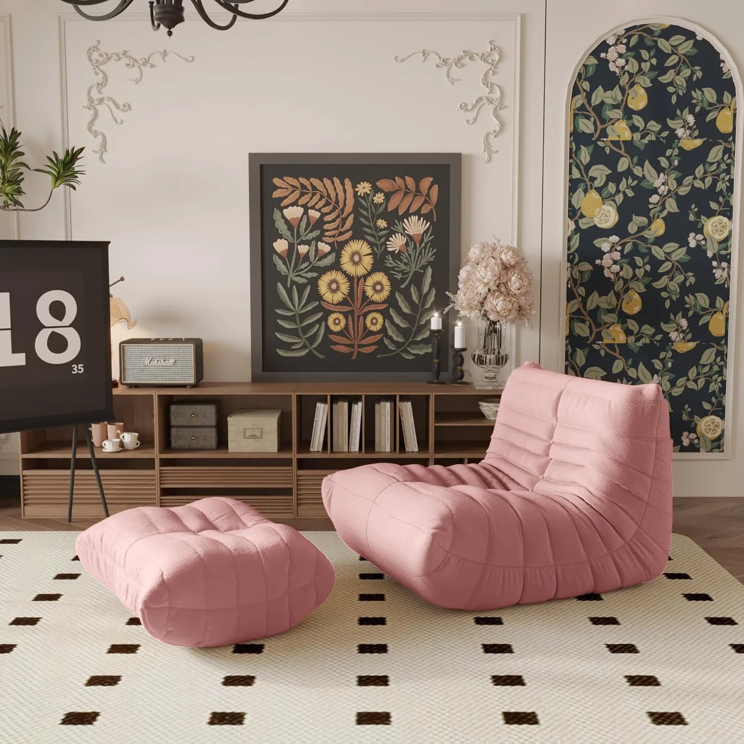 Muku Bouclé Chair - Pink - Single Seater - Image 2