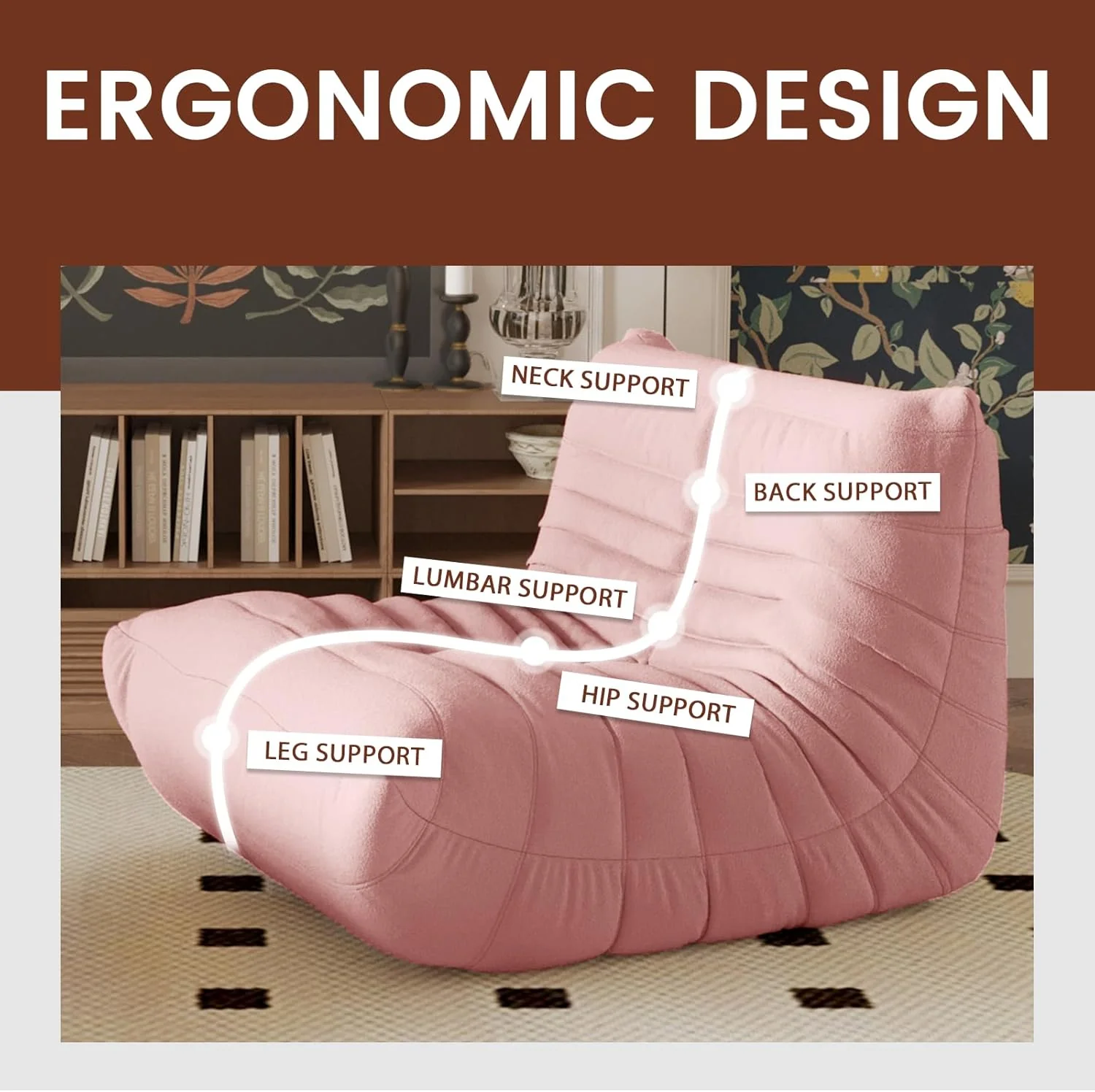 Muku Bouclé Chair - Pink - Single Seater - Image 3