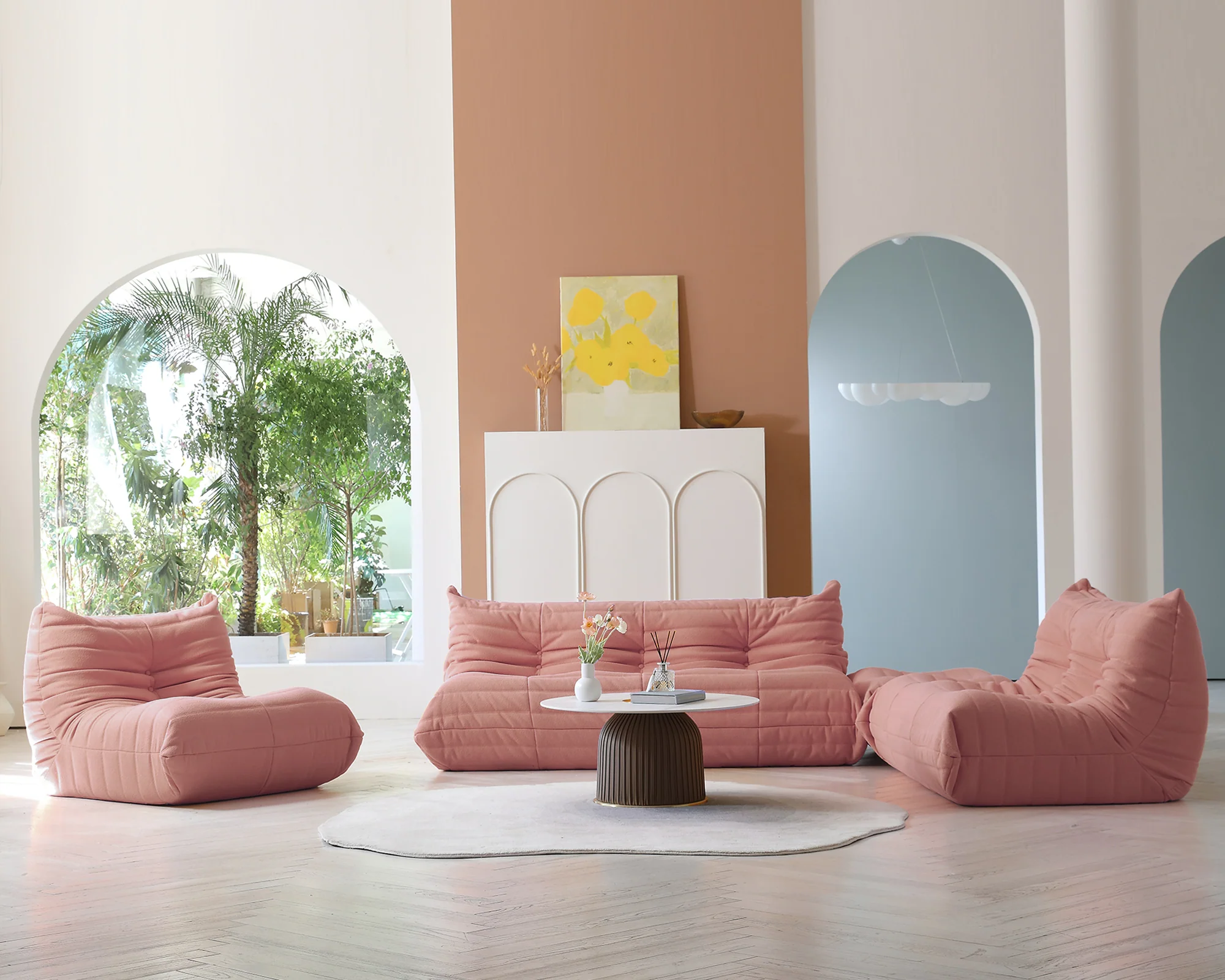 Muku Bouclé Chair - Pink - Single Seater - Image 7