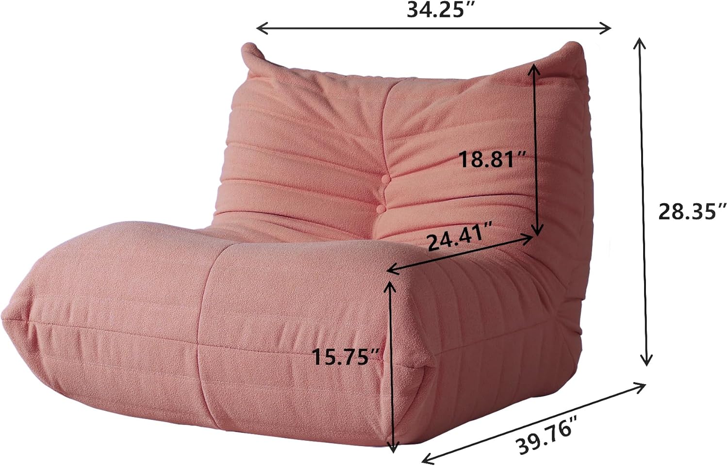 Muku Bouclé Chair - Pink - Single Seater - Image 9