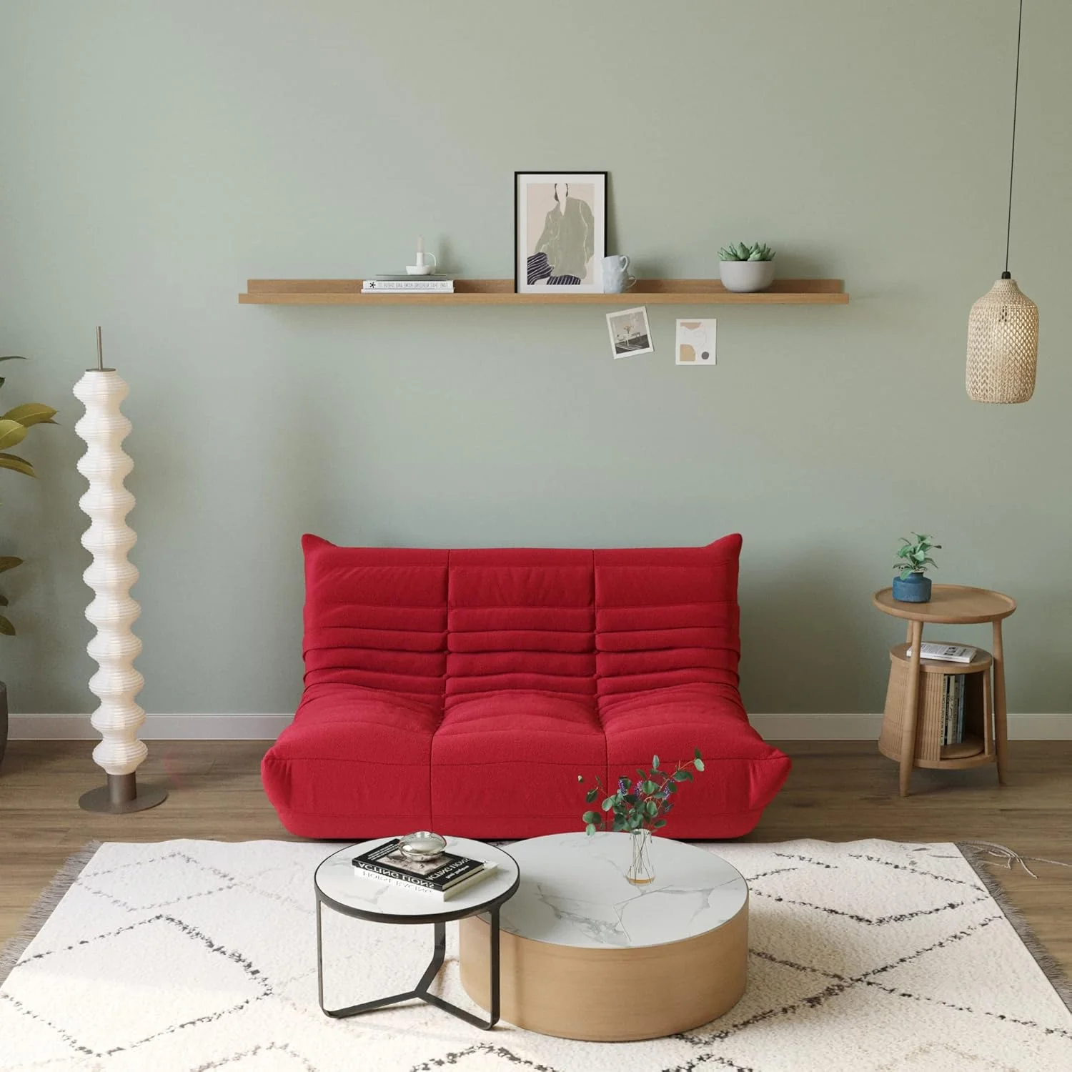Muku Bouclé Chair - Red - 2 Seater