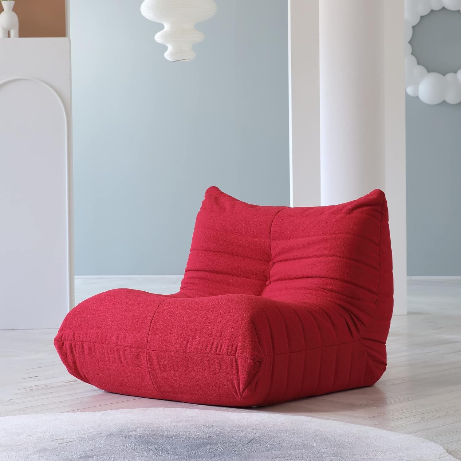 Muku Bouclé Chair - Red - Single Seater