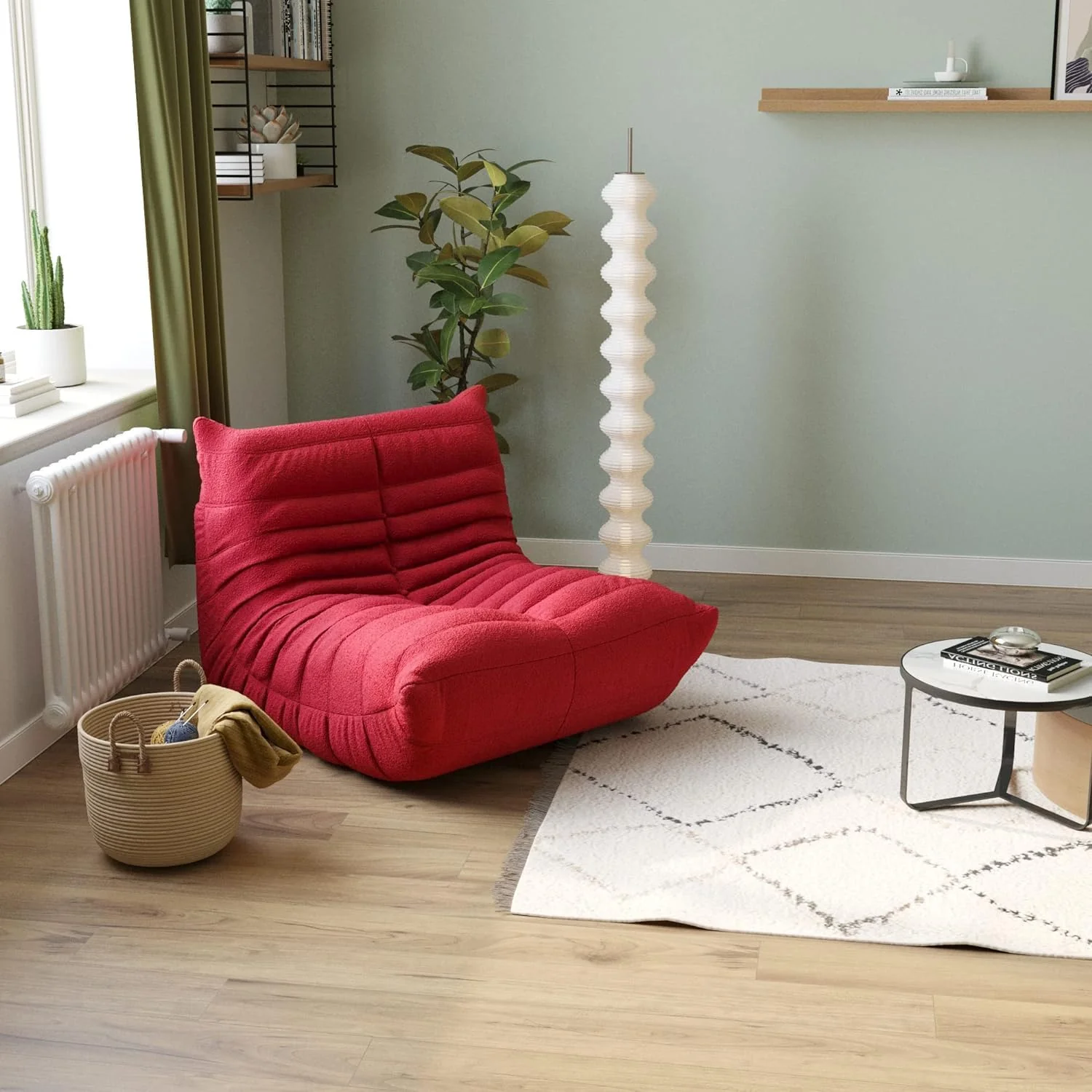 Muku Bouclé Chair - Red - Single Seater - Image 3