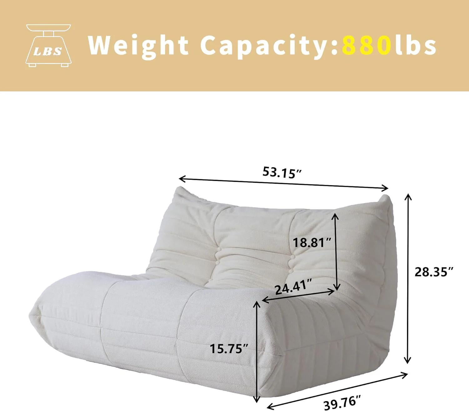 Muku Bouclé Chair - White - 2 Seater - Image 7