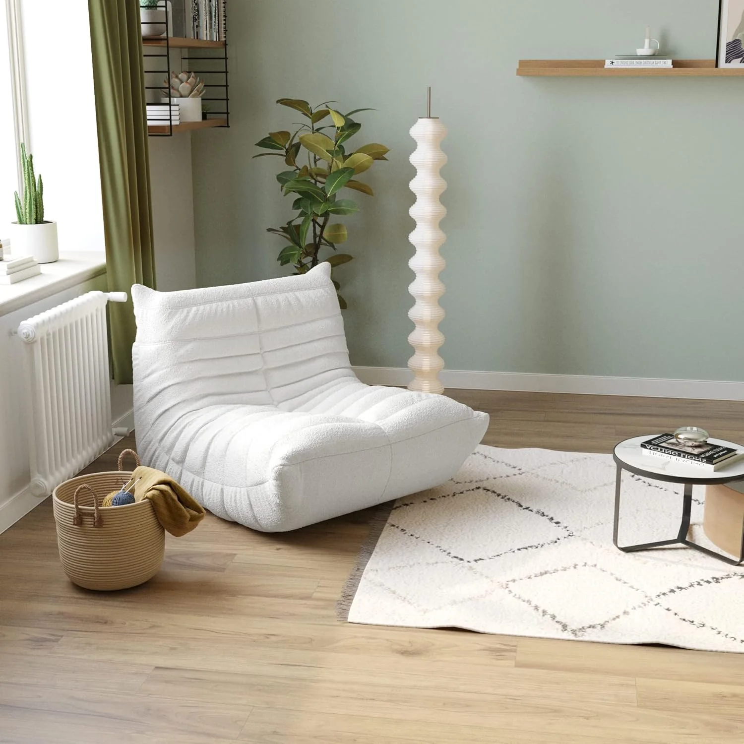 Muku Bouclé Chair - White - Single Seater - Image 2
