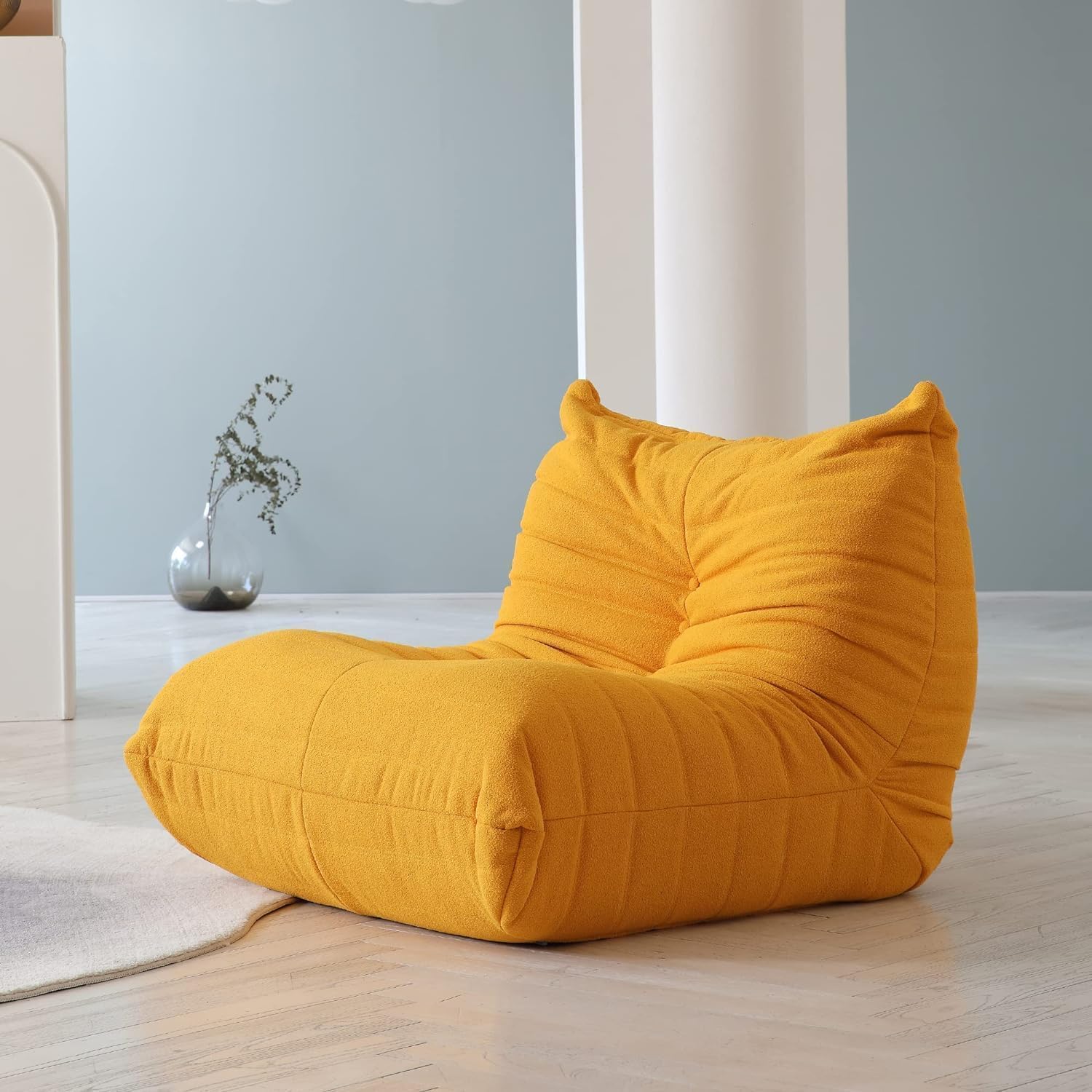 Muku Bouclé Chair - Yellow - Single Seater - Image 2