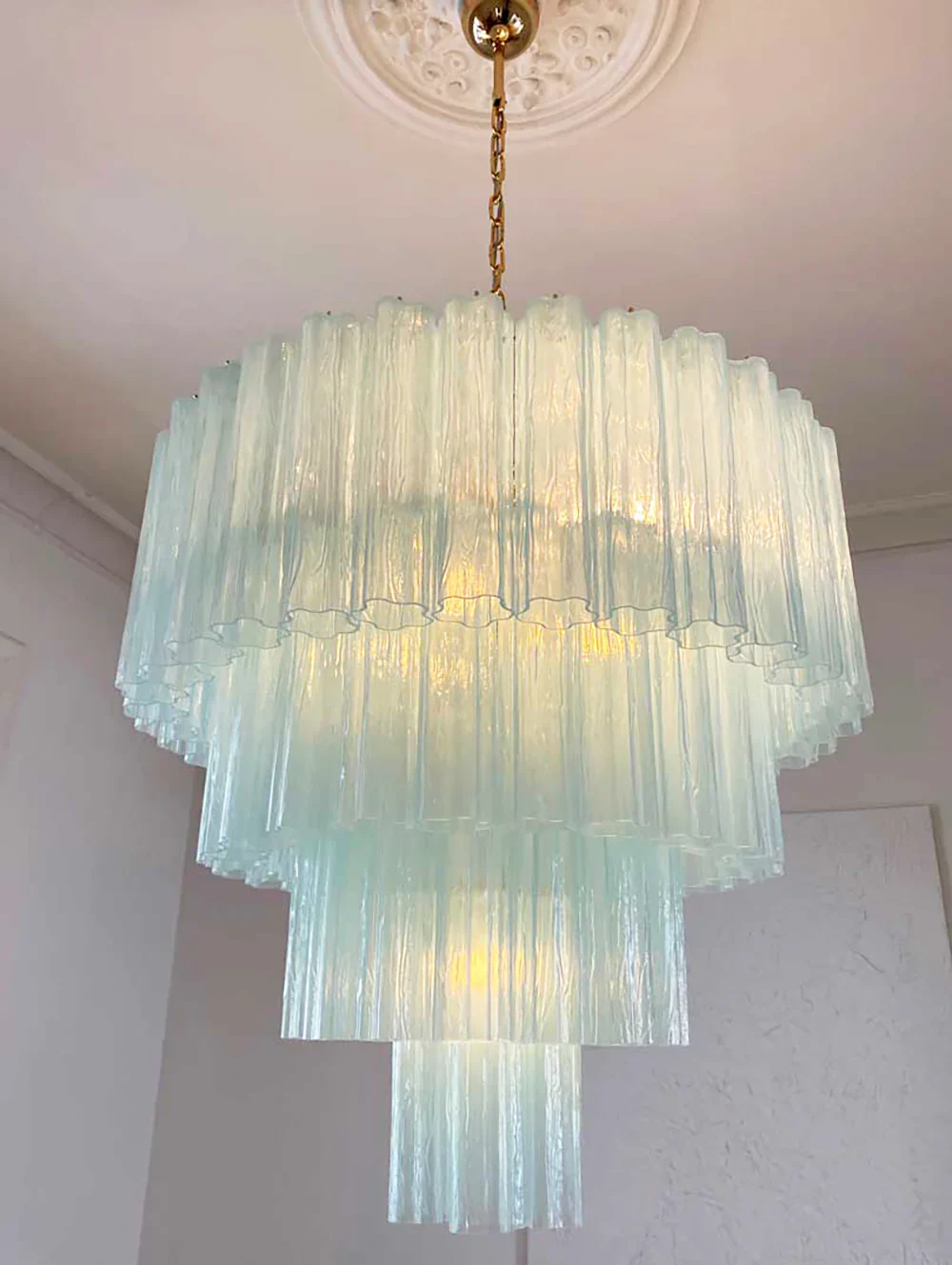 Murano Blue Glass Tubes Chandelier - Image 13