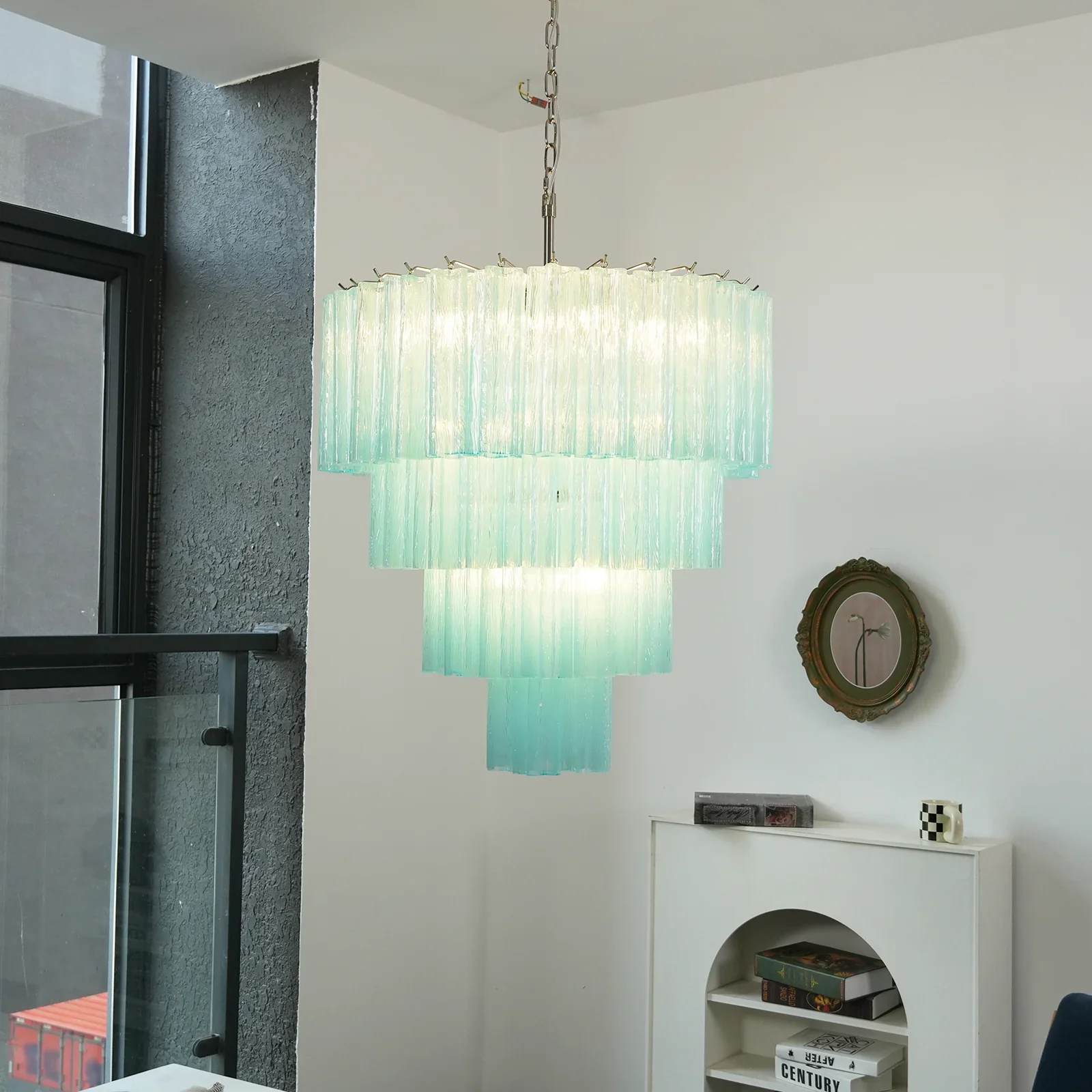 Murano Blue Glass Tubes Chandelier - Image 2