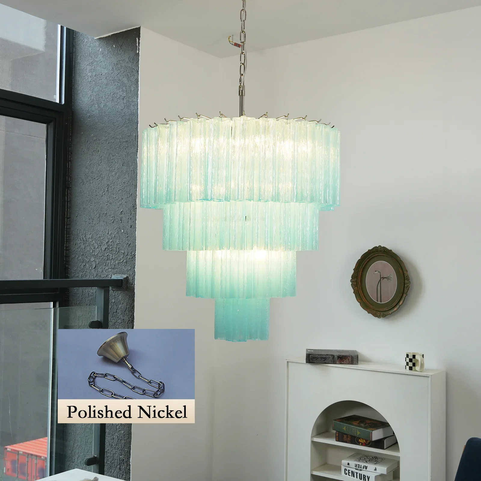 Murano Blue Glass Tubes Chandelier - Image 29