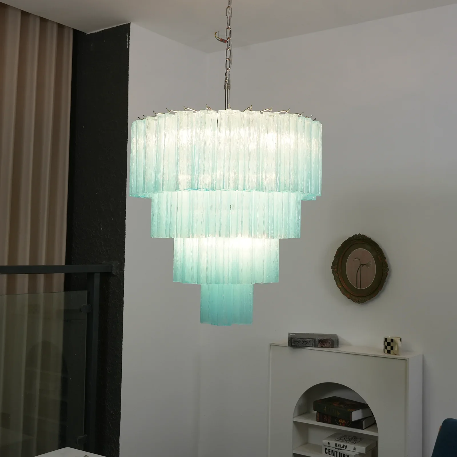 Murano Blue Glass Tubes Chandelier - Image 3
