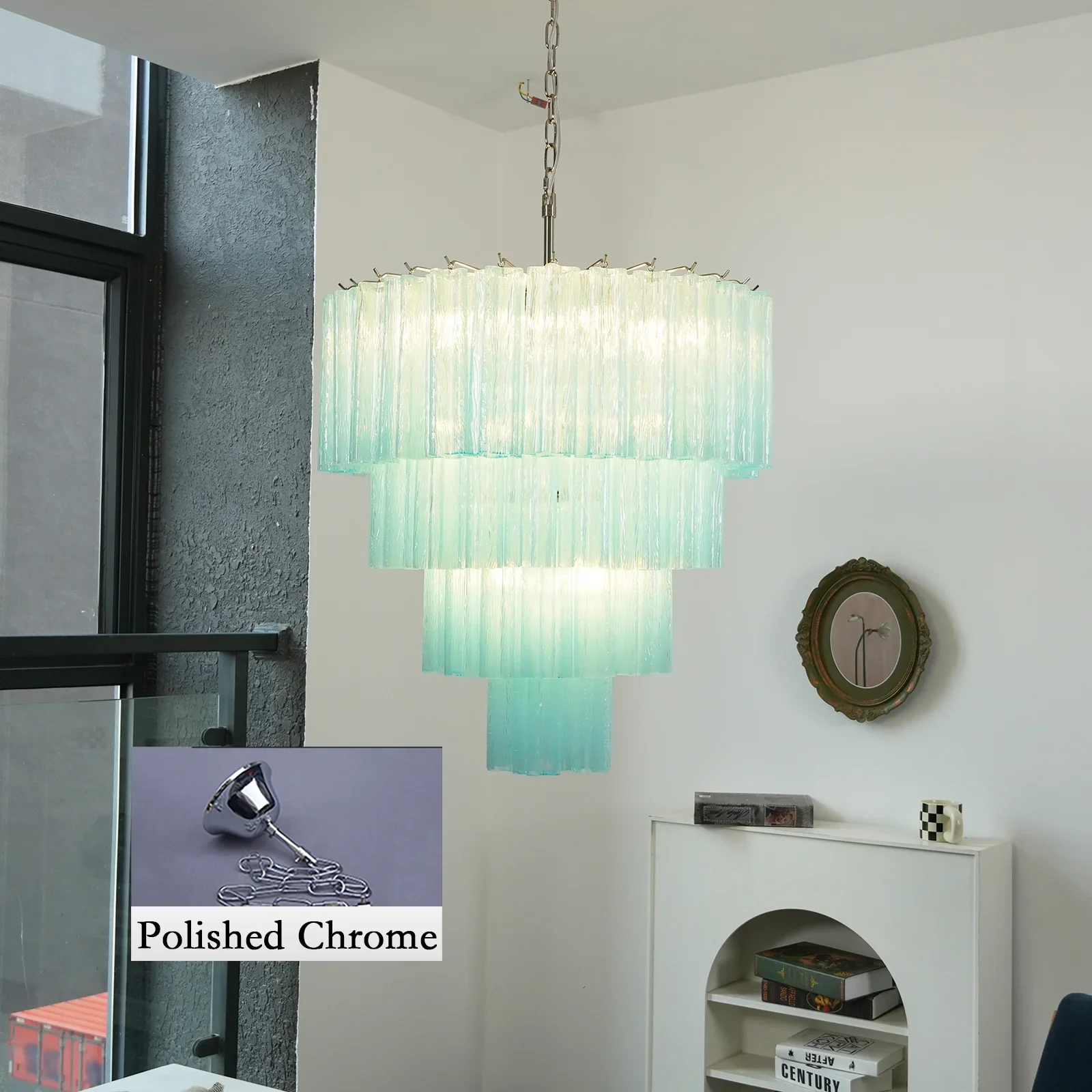 Murano Blue Glass Tubes Chandelier - Image 30