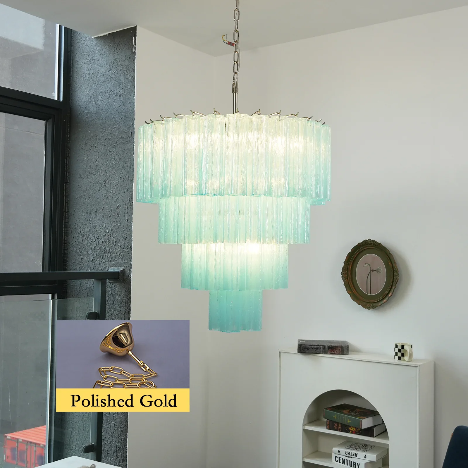 Murano Blue Glass Tubes Chandelier - Image 31