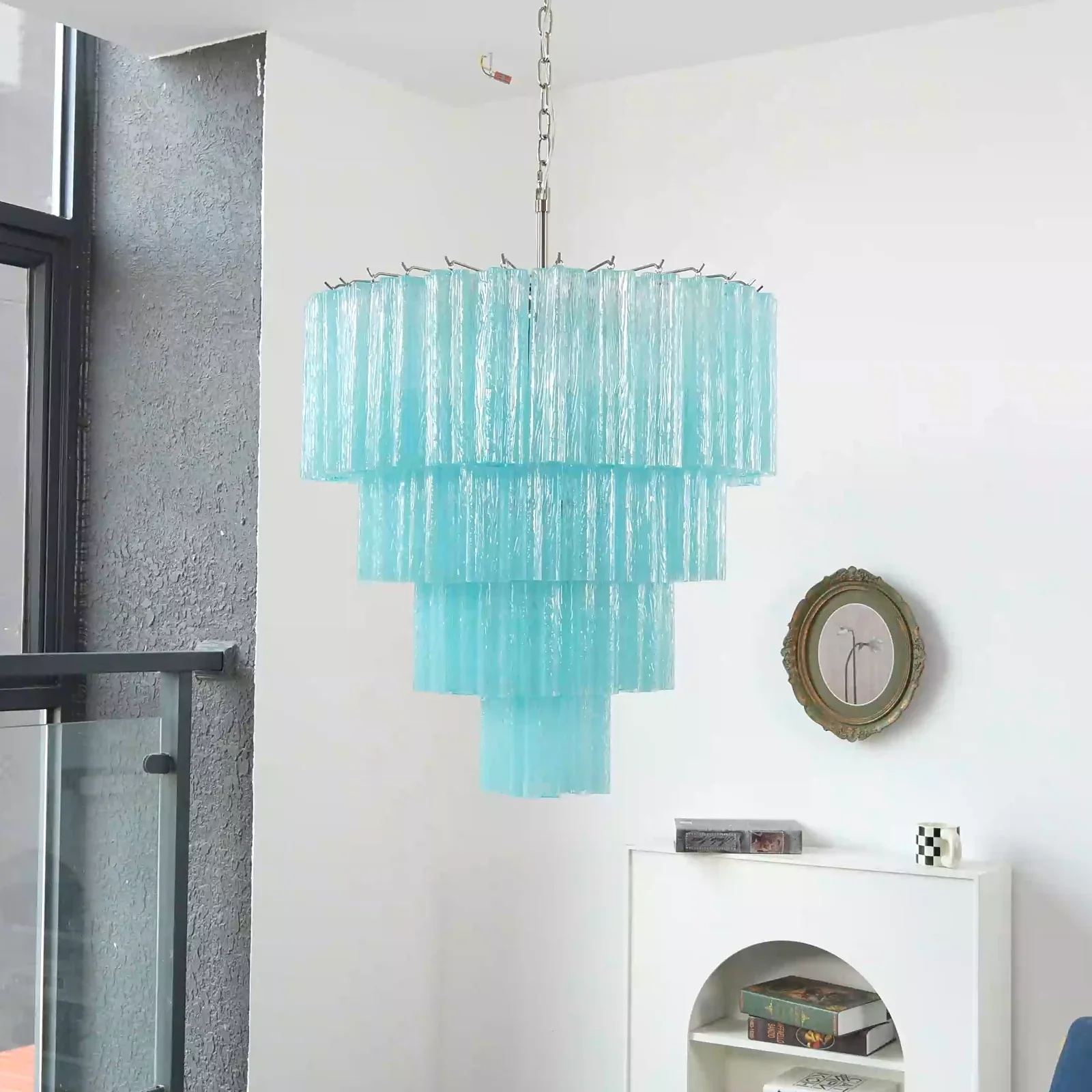 Murano Blue Glass Tubes Chandelier - Image 7