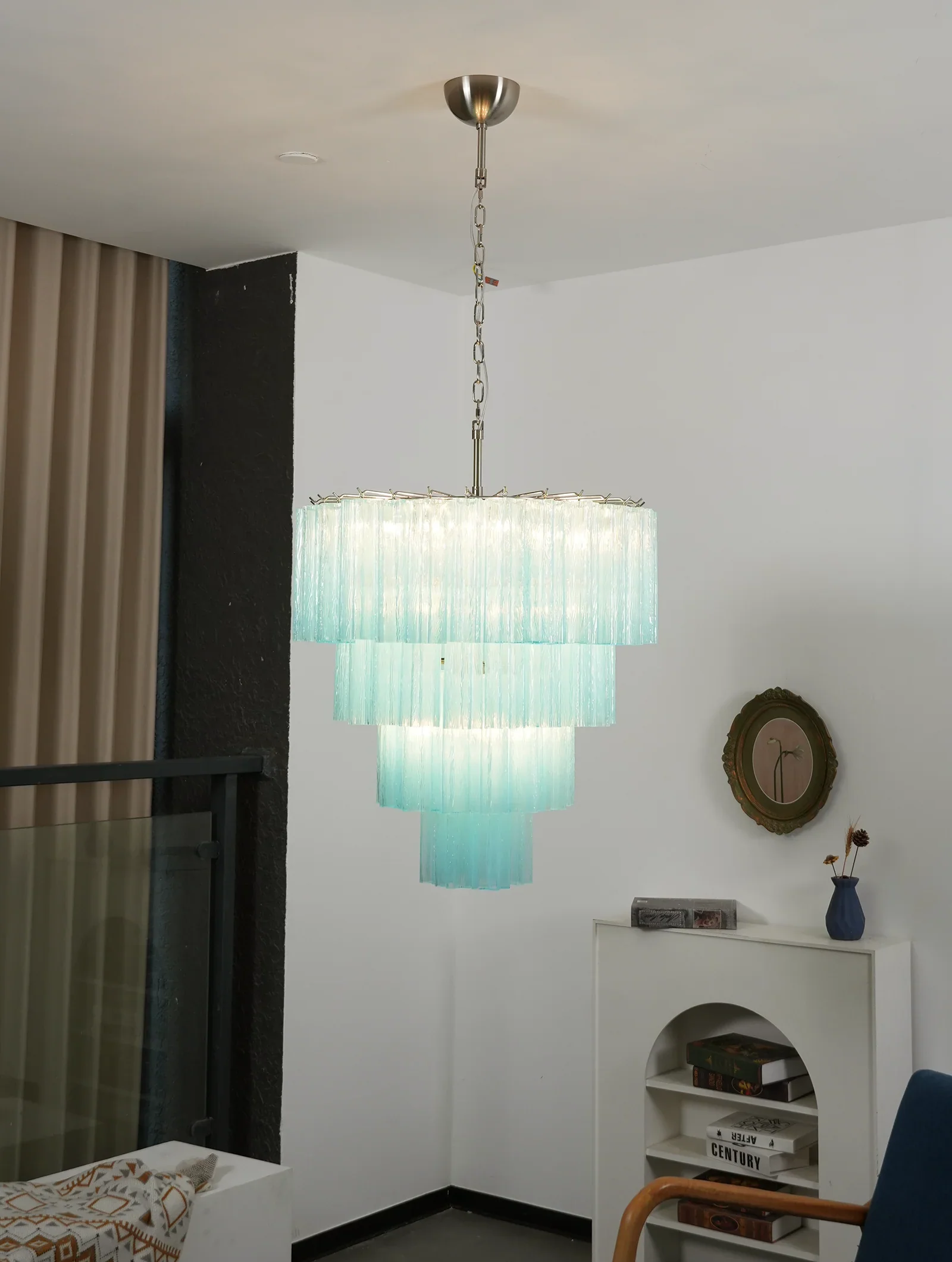 Murano Blue Glass Tubes Chandelier - Image 9