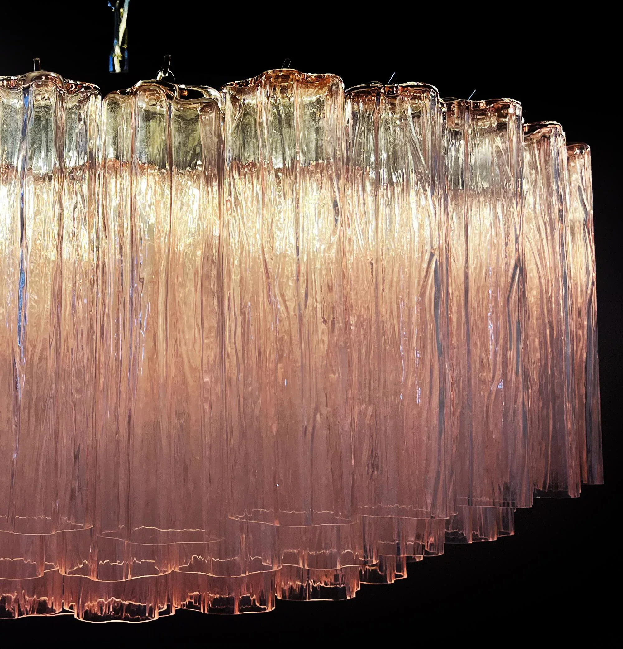 Murano Large Pink Glass Tube Chandelier - Image 13