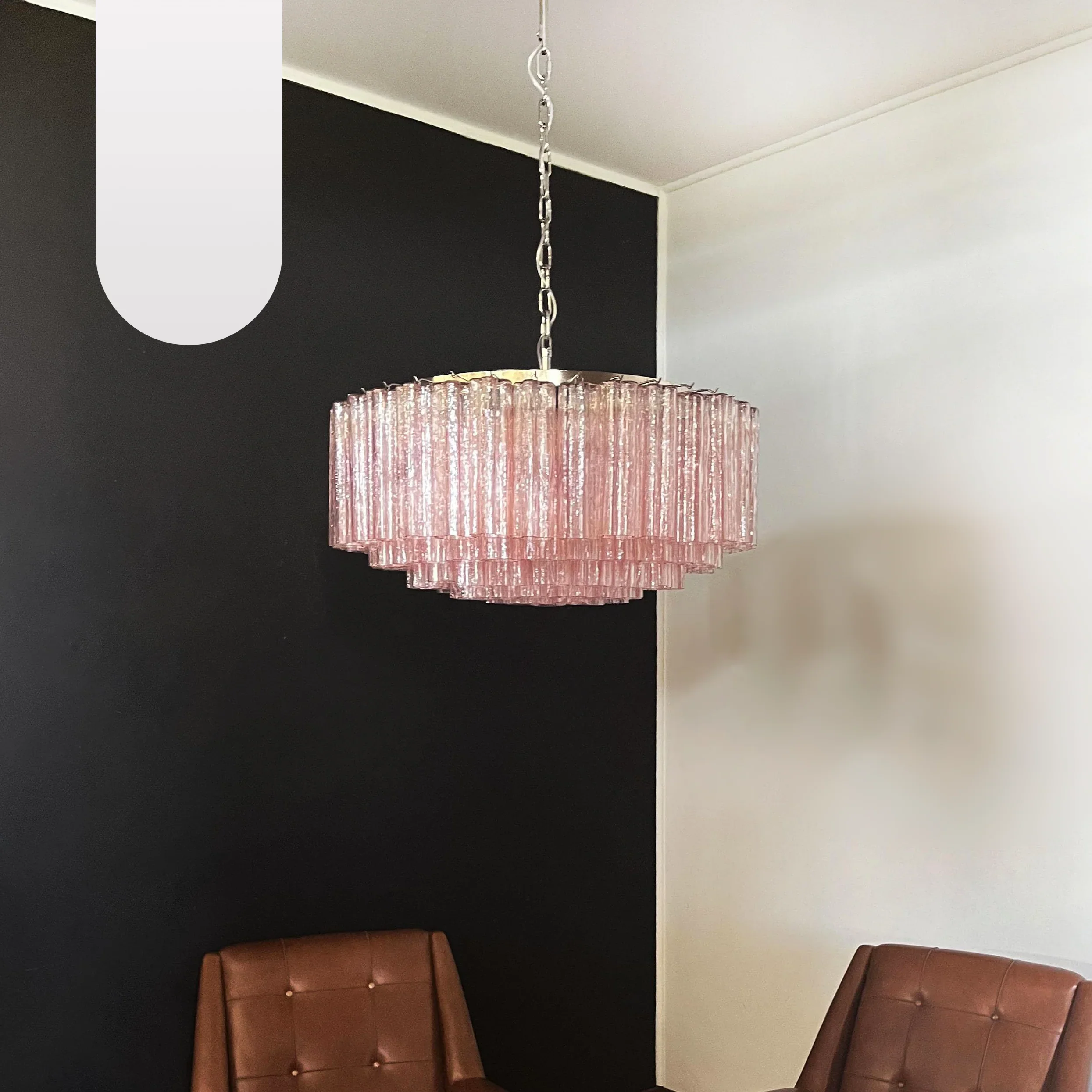 Murano Large Pink Glass Tube Chandelier - Image 15