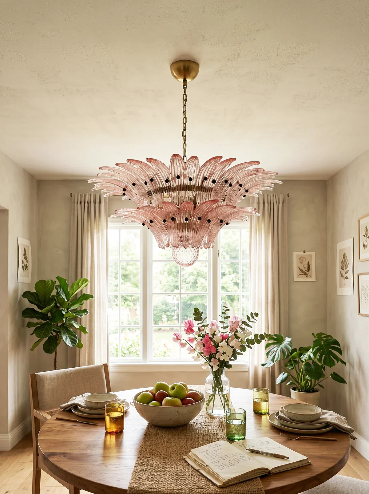 Murano Palmette Pink Chandelier - Image 2