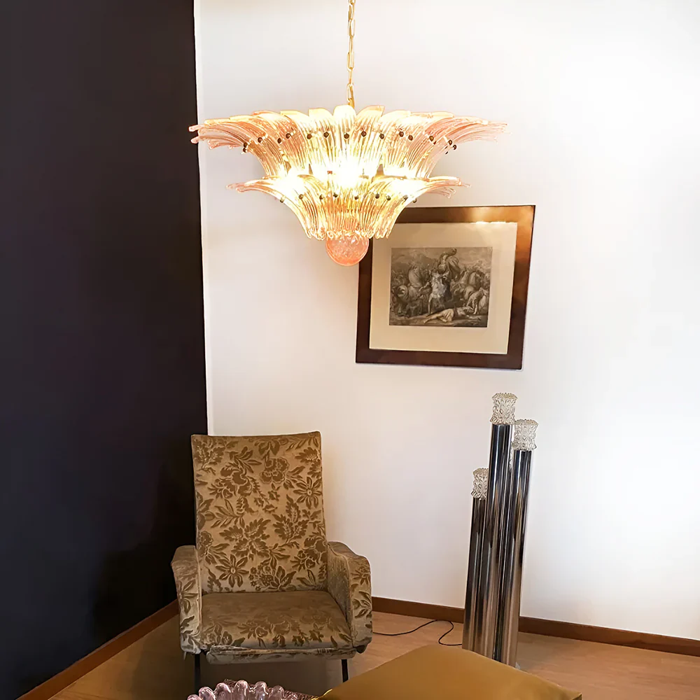 Murano Palmette Pink Chandelier - Image 3