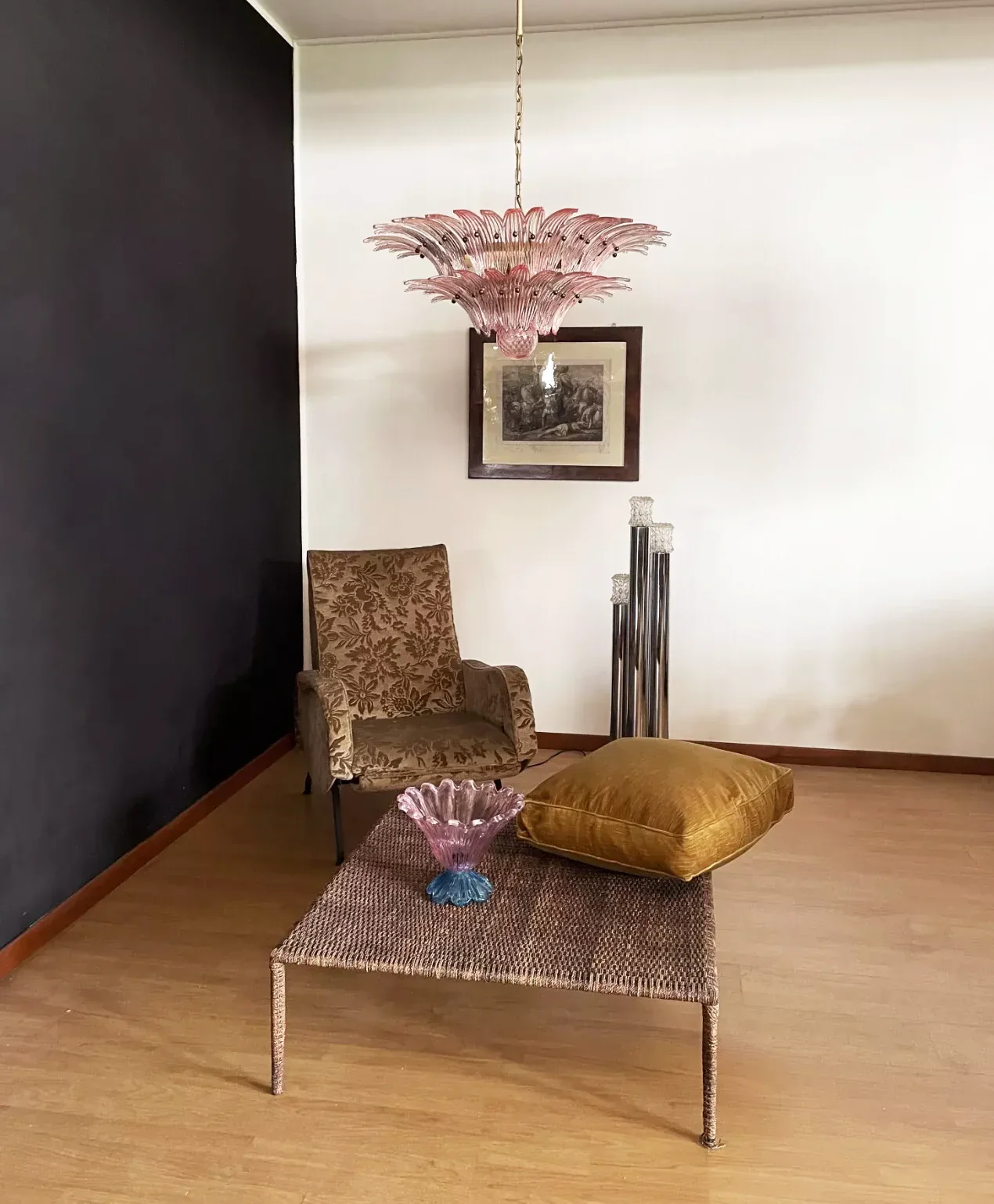 Murano Palmette Pink Chandelier - Image 4