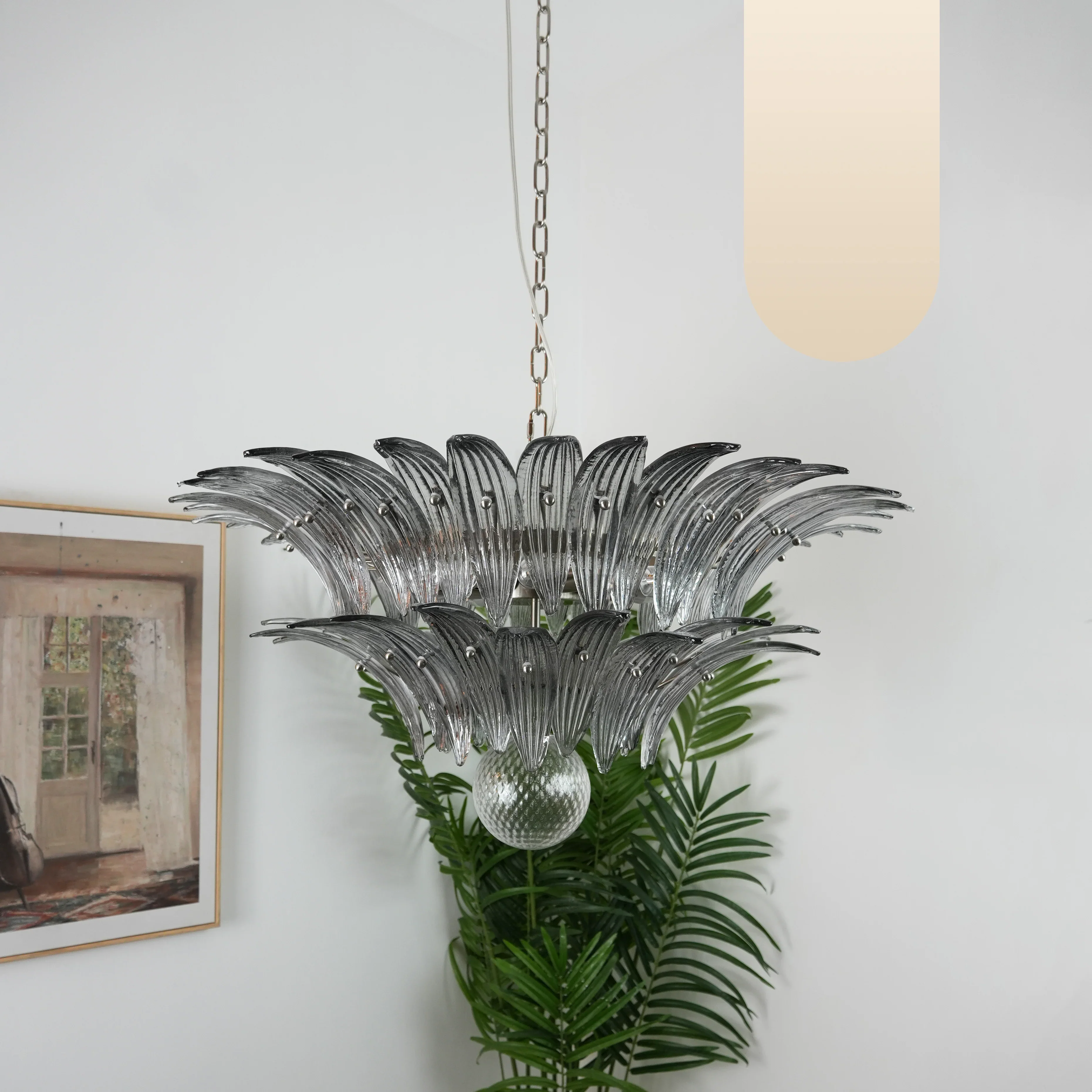 Murano Palmette Smoked Chandelier - Image 14