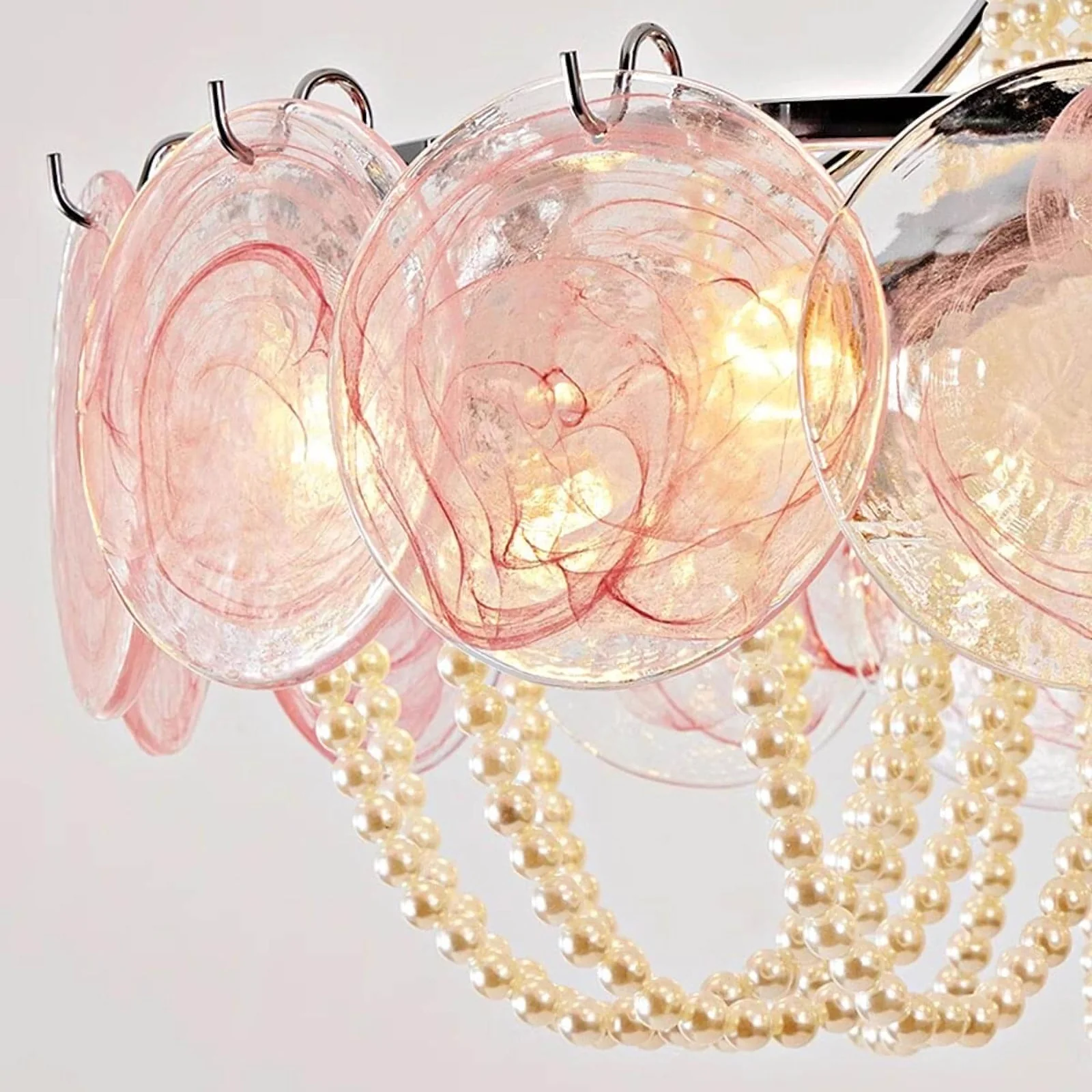 Murano Pink Disc Glass Chandelier - Image 18