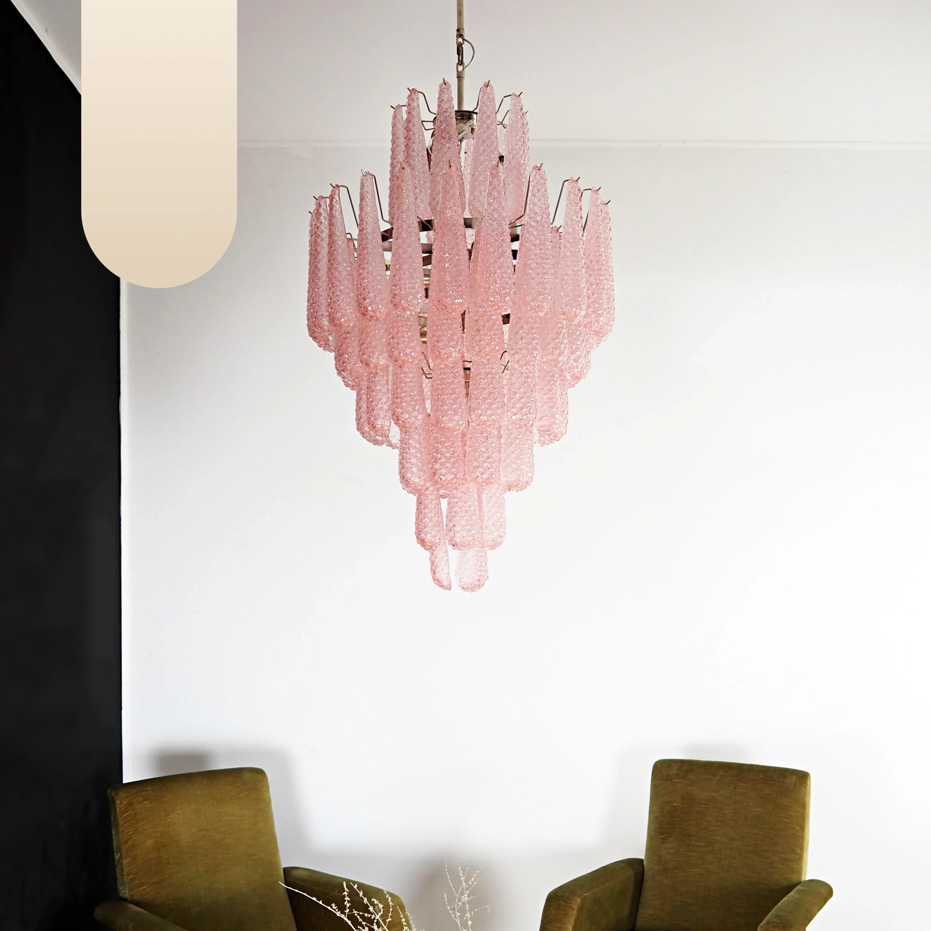Murano Pink Petals Glass Chandelier - Image 14