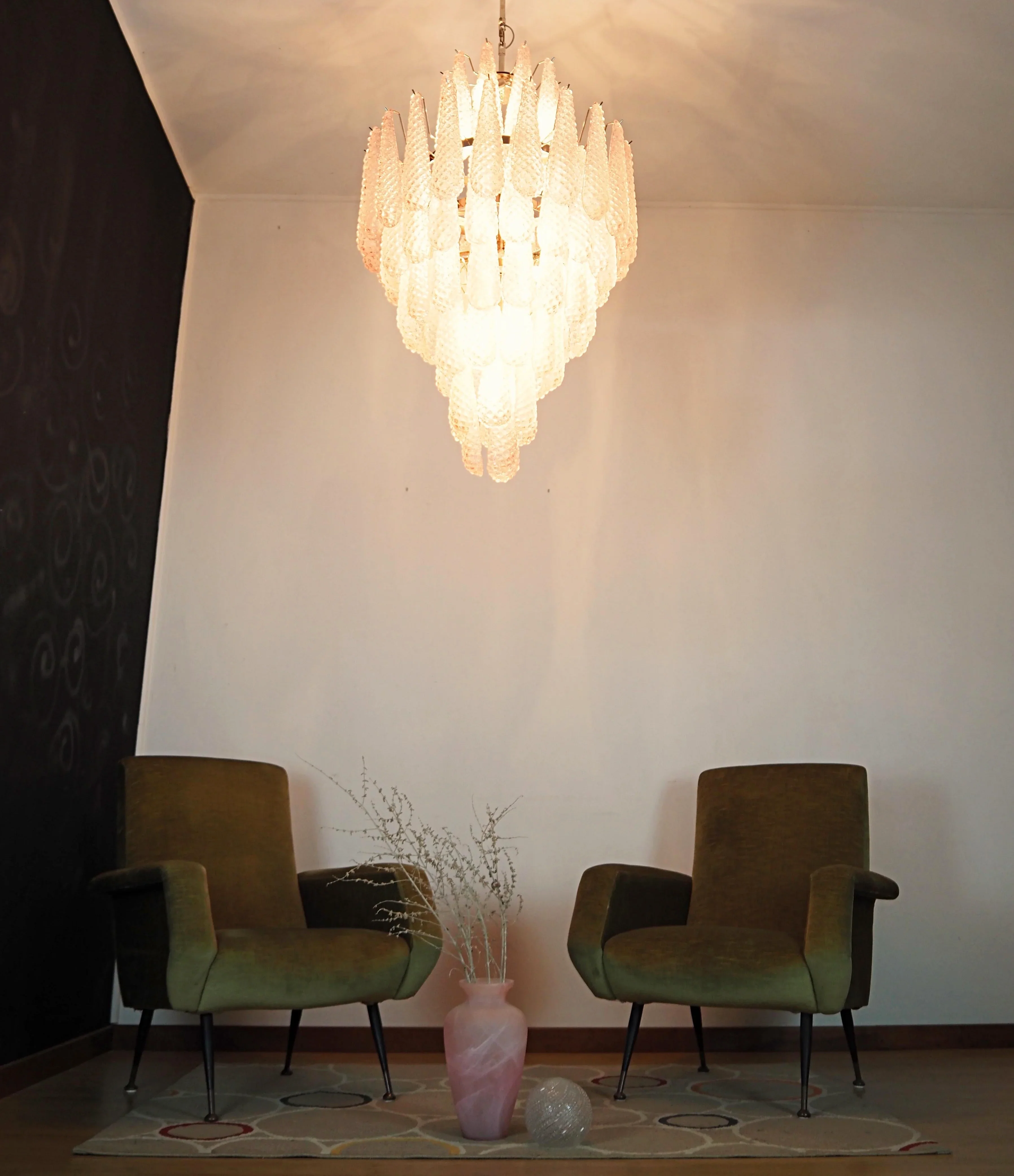 Murano Pink Petals Glass Chandelier - Image 3