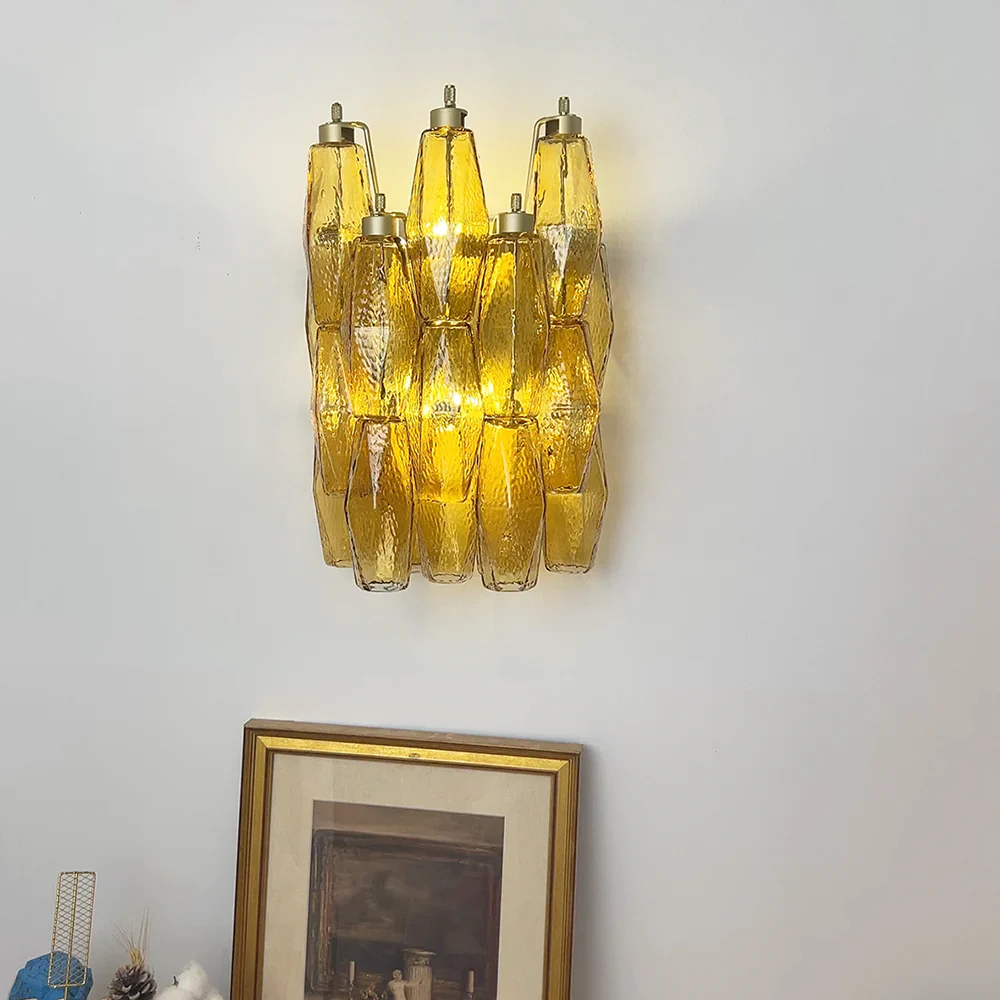 Murano Poliedri Amber Glass Wall Sconces - Image 17