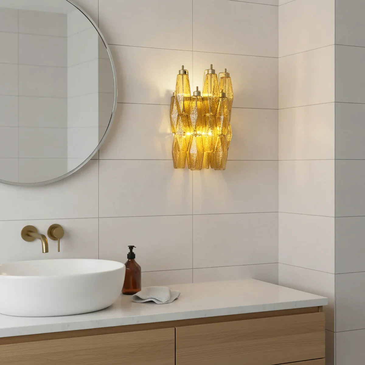 Murano Poliedri Amber Glass Wall Sconces - Image 9