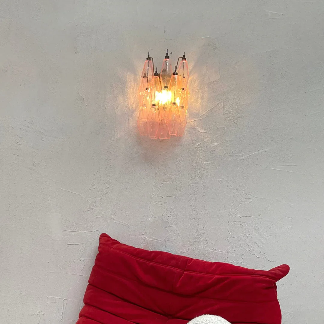 Murano Poliedri Pink Glass Wall Sconces - Image 3