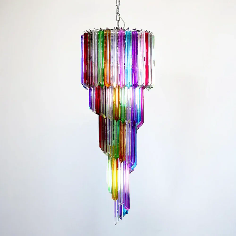 Murano Spiral Multicolor Prism Glass Chandelier - Image 2