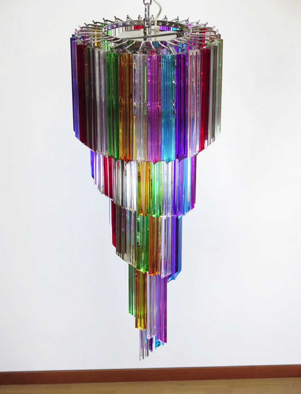 Murano Spiral Multicolor Prism Glass Chandelier - Image 4
