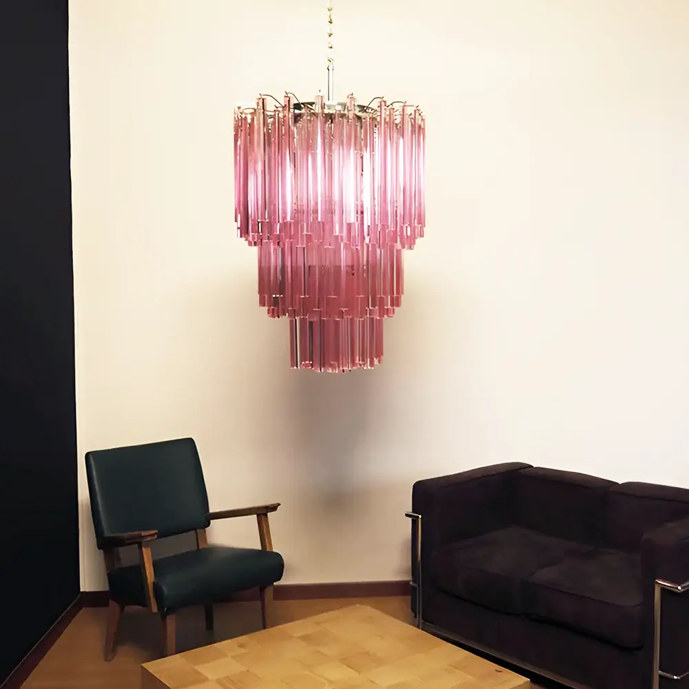 Murano Triedri Prisms Pink Chandelier - Image 2