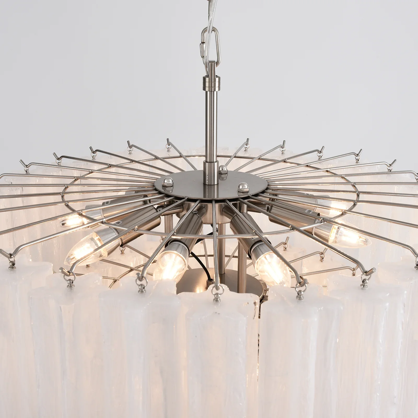Murano White Glass Tubes Chandelier - Image 11
