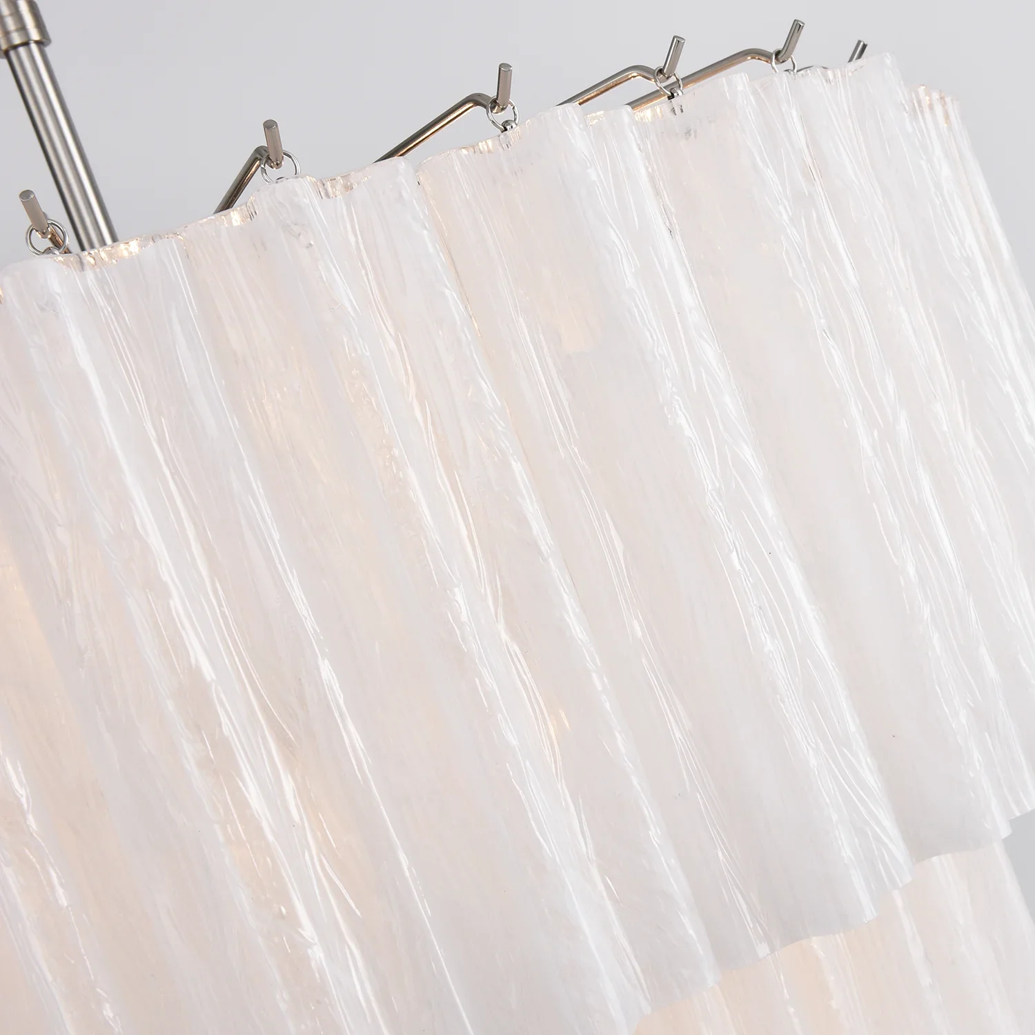 Murano White Glass Tubes Chandelier - Image 15
