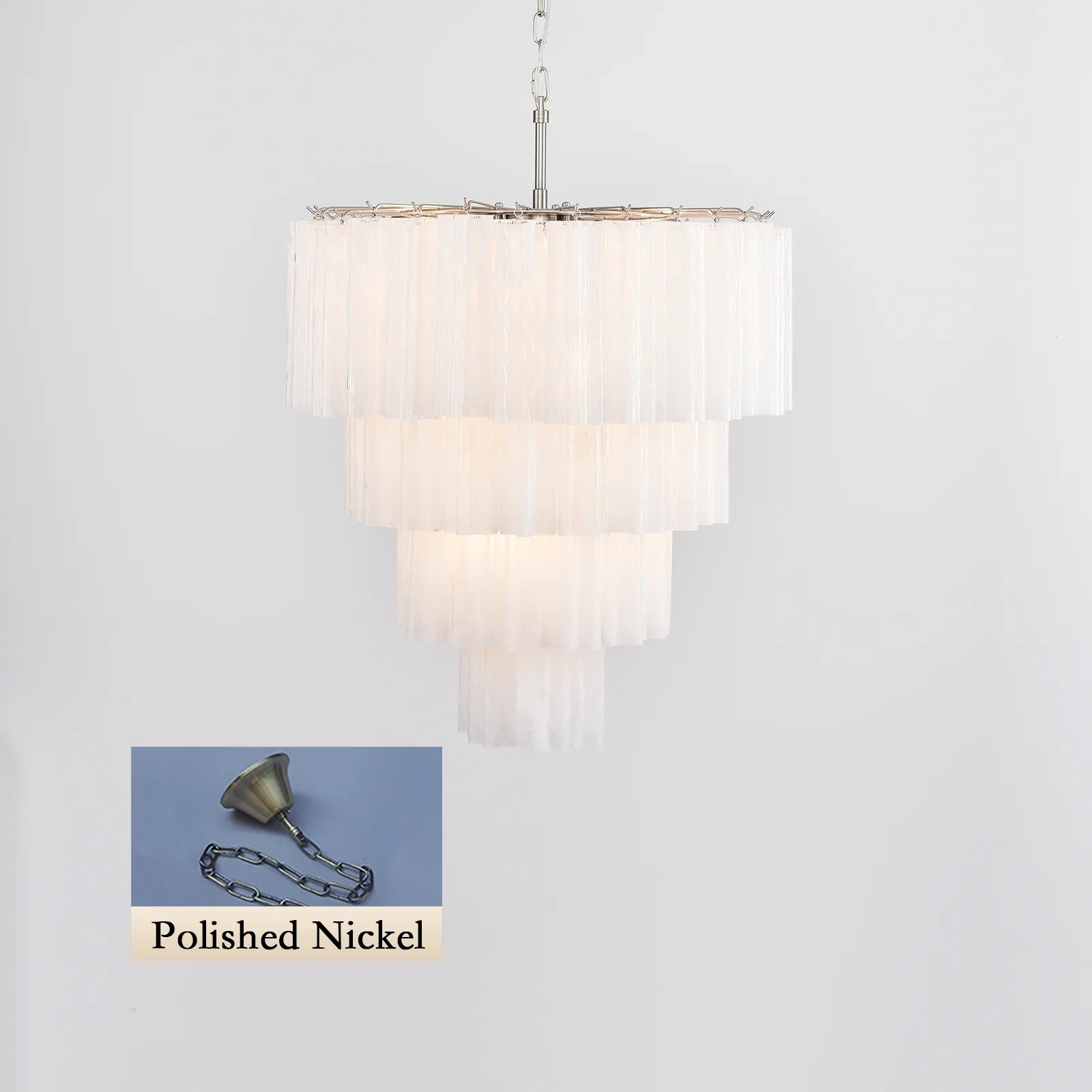Murano White Glass Tubes Chandelier - Image 18