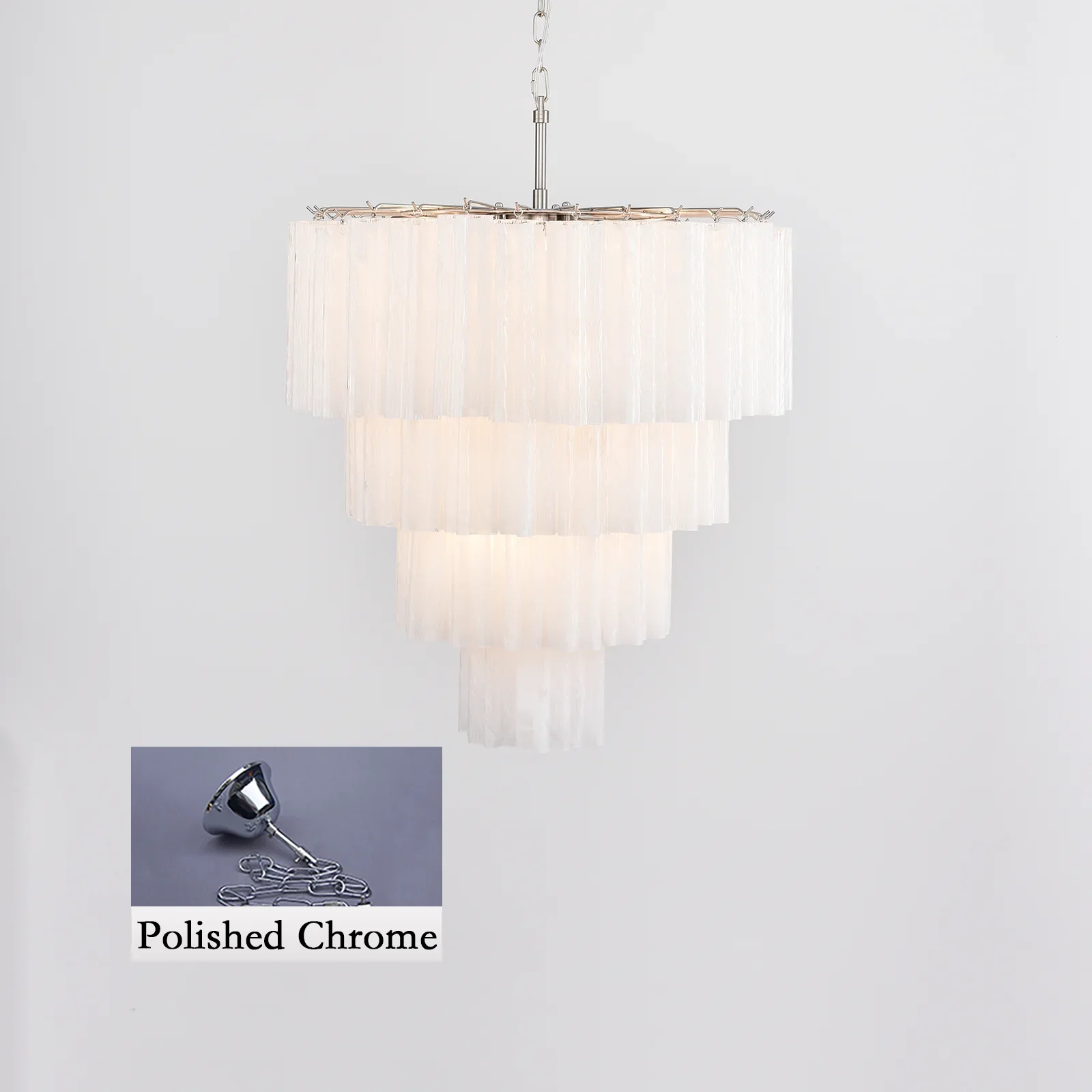 Murano White Glass Tubes Chandelier - Image 19