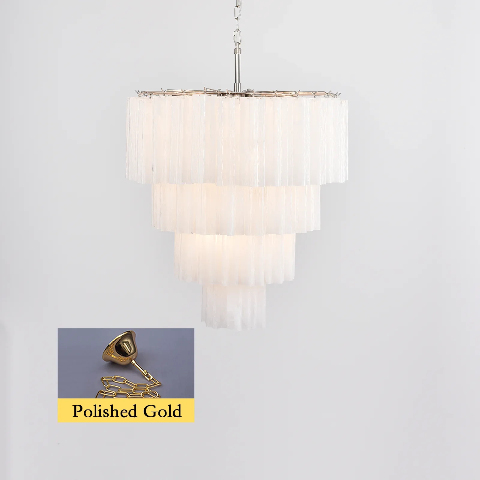 Murano White Glass Tubes Chandelier - Image 20