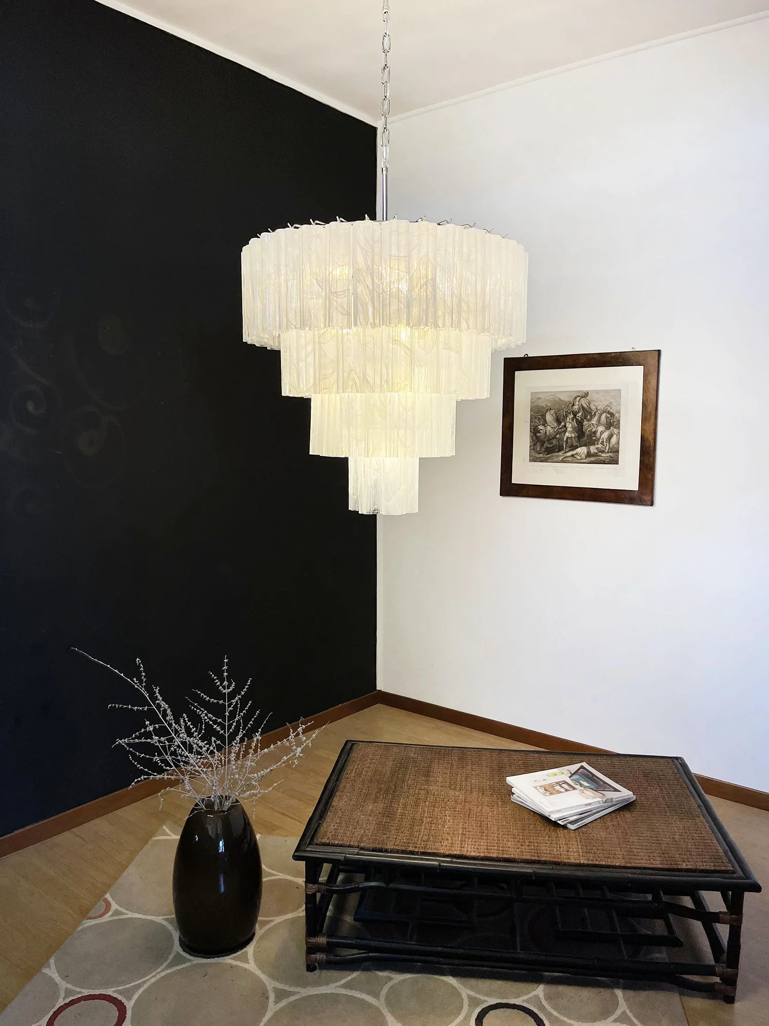 Murano White Glass Tubes Chandelier - Image 4