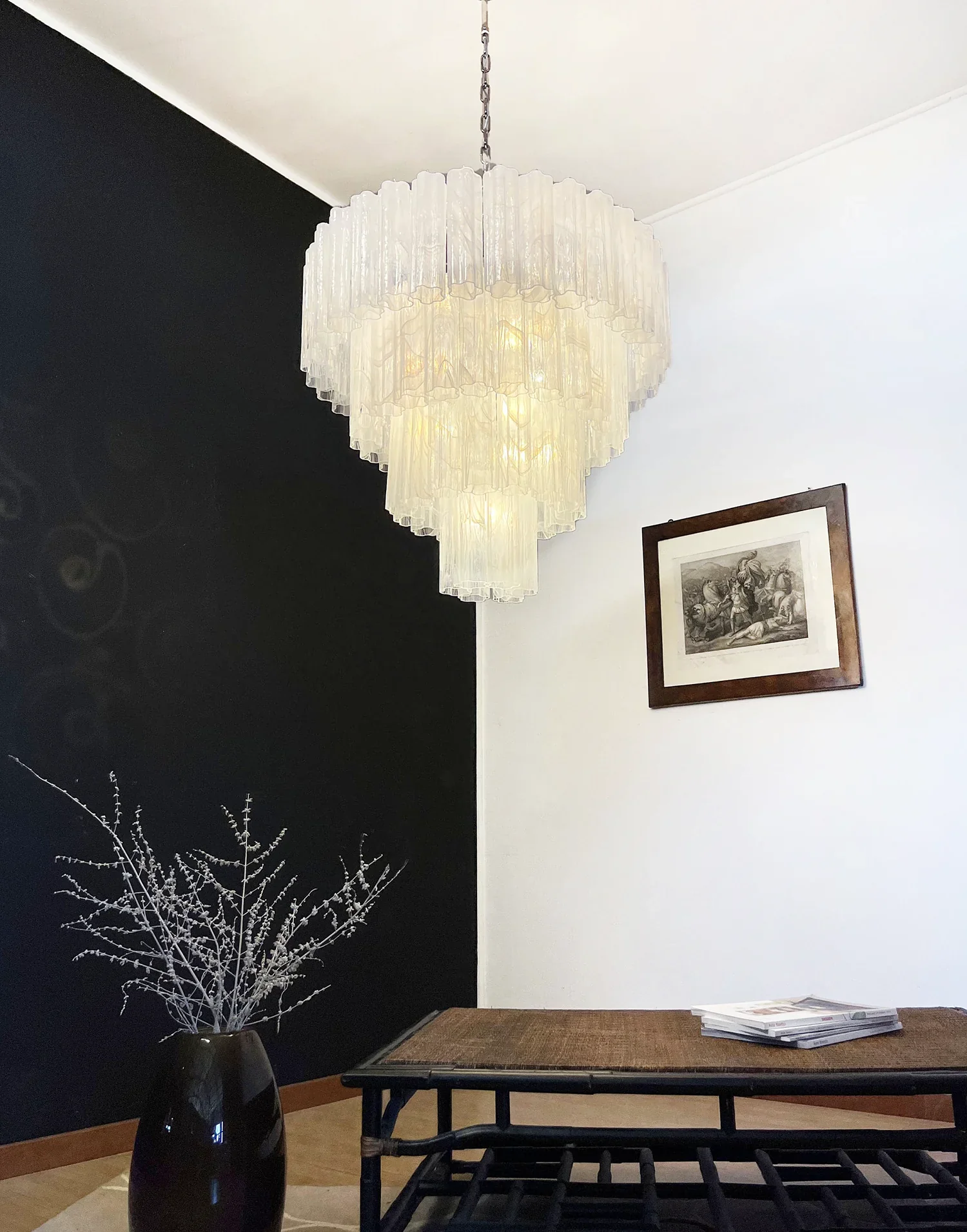 Murano White Glass Tubes Chandelier - Image 5