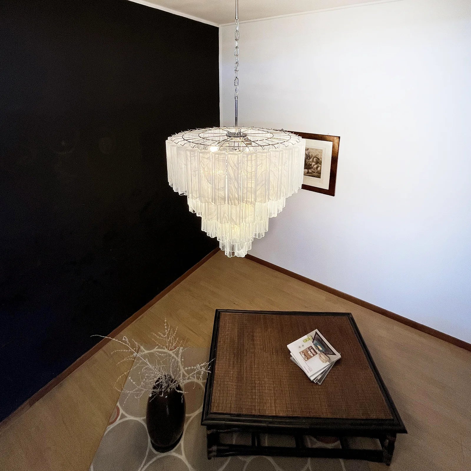 Murano White Glass Tubes Chandelier - Image 6