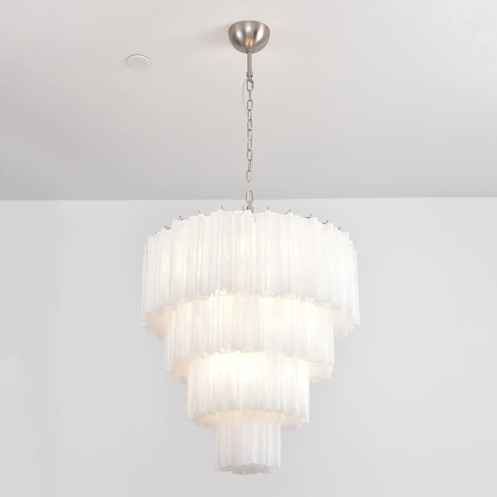Murano White Glass Tubes Chandelier - Image 8