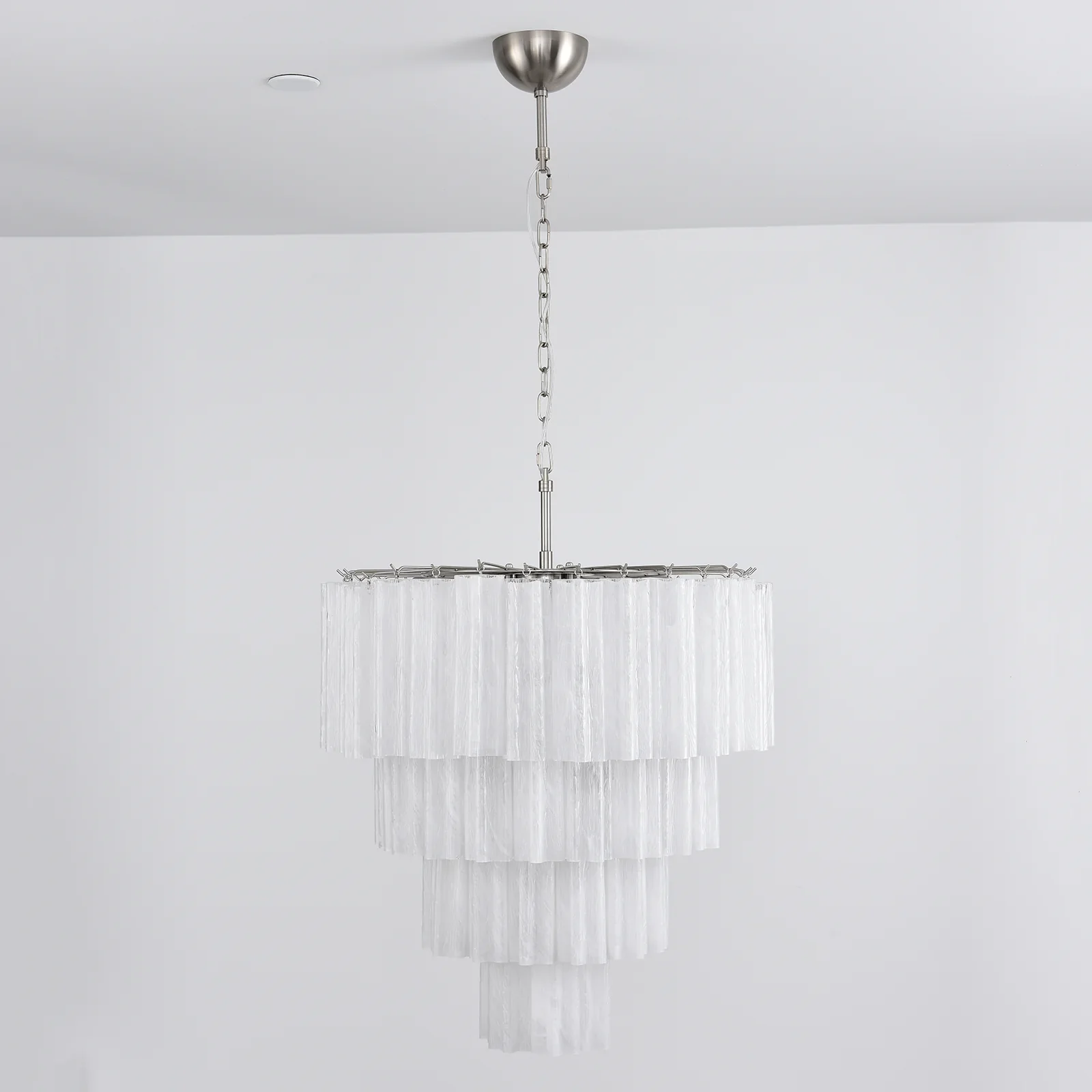 Murano White Glass Tubes Chandelier - Image 9