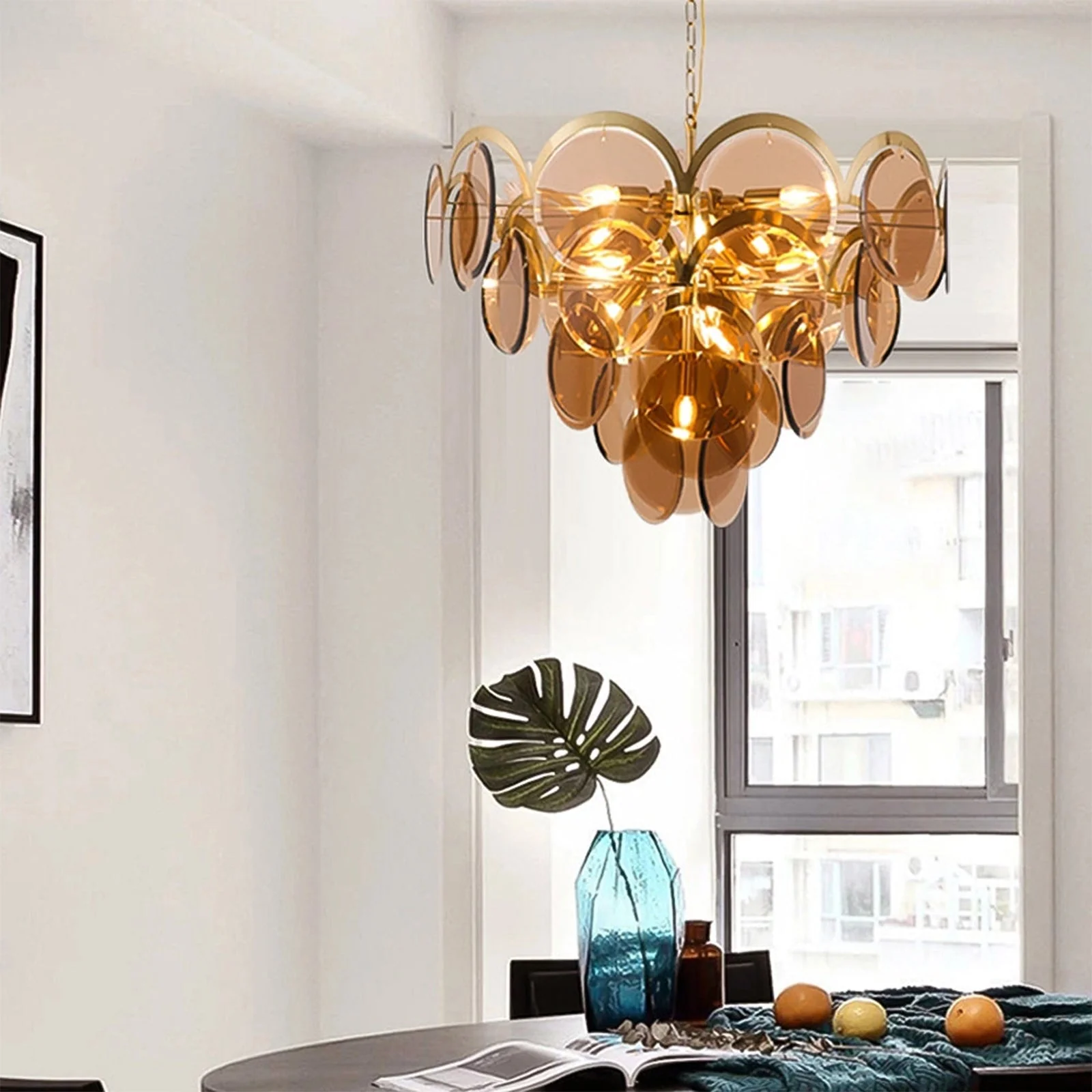 Murano Wrought Iron Glass Chandelier - Image 11