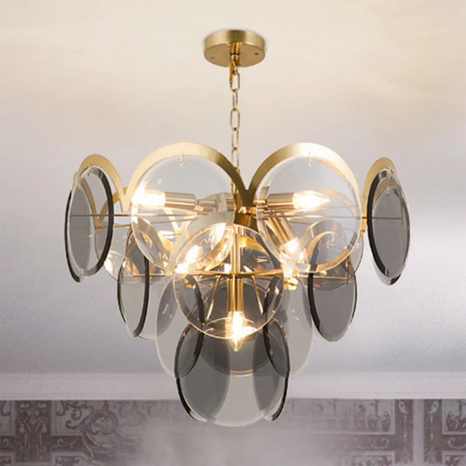 Murano Wrought Iron Glass Chandelier - Image 12