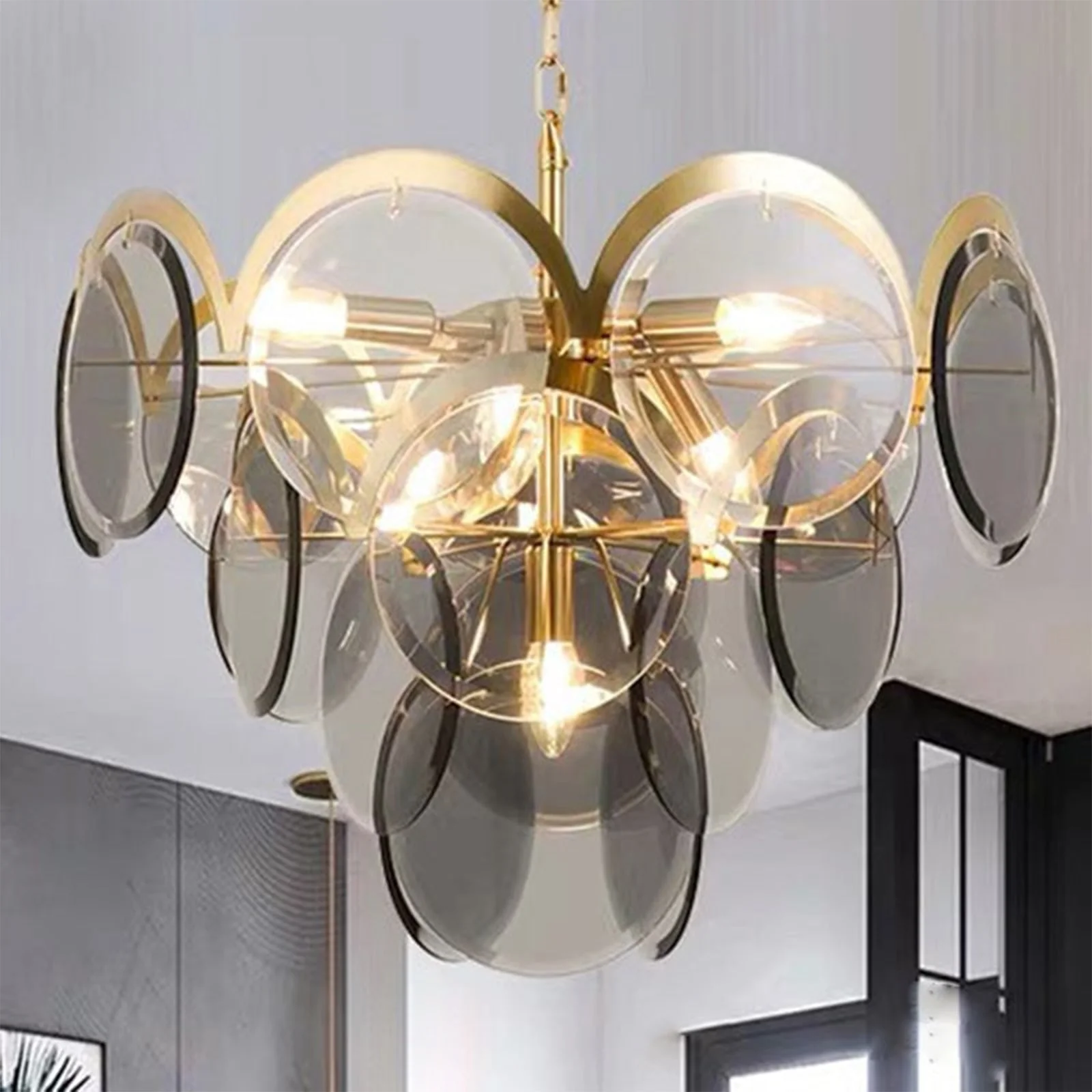 Murano Wrought Iron Glass Chandelier - Image 13