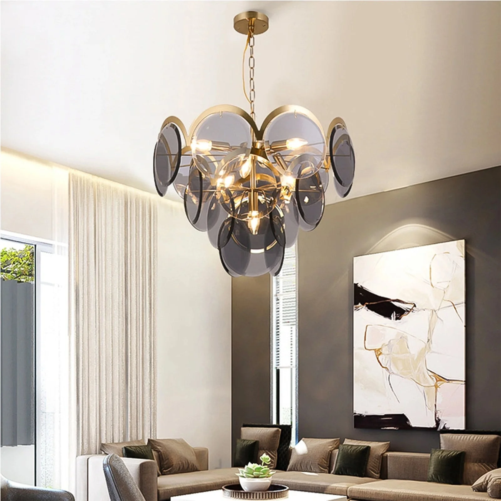 Murano Wrought Iron Glass Chandelier - Image 2
