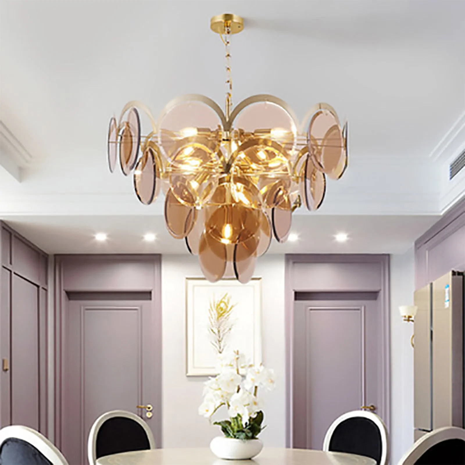 Murano Wrought Iron Glass Chandelier - Image 4